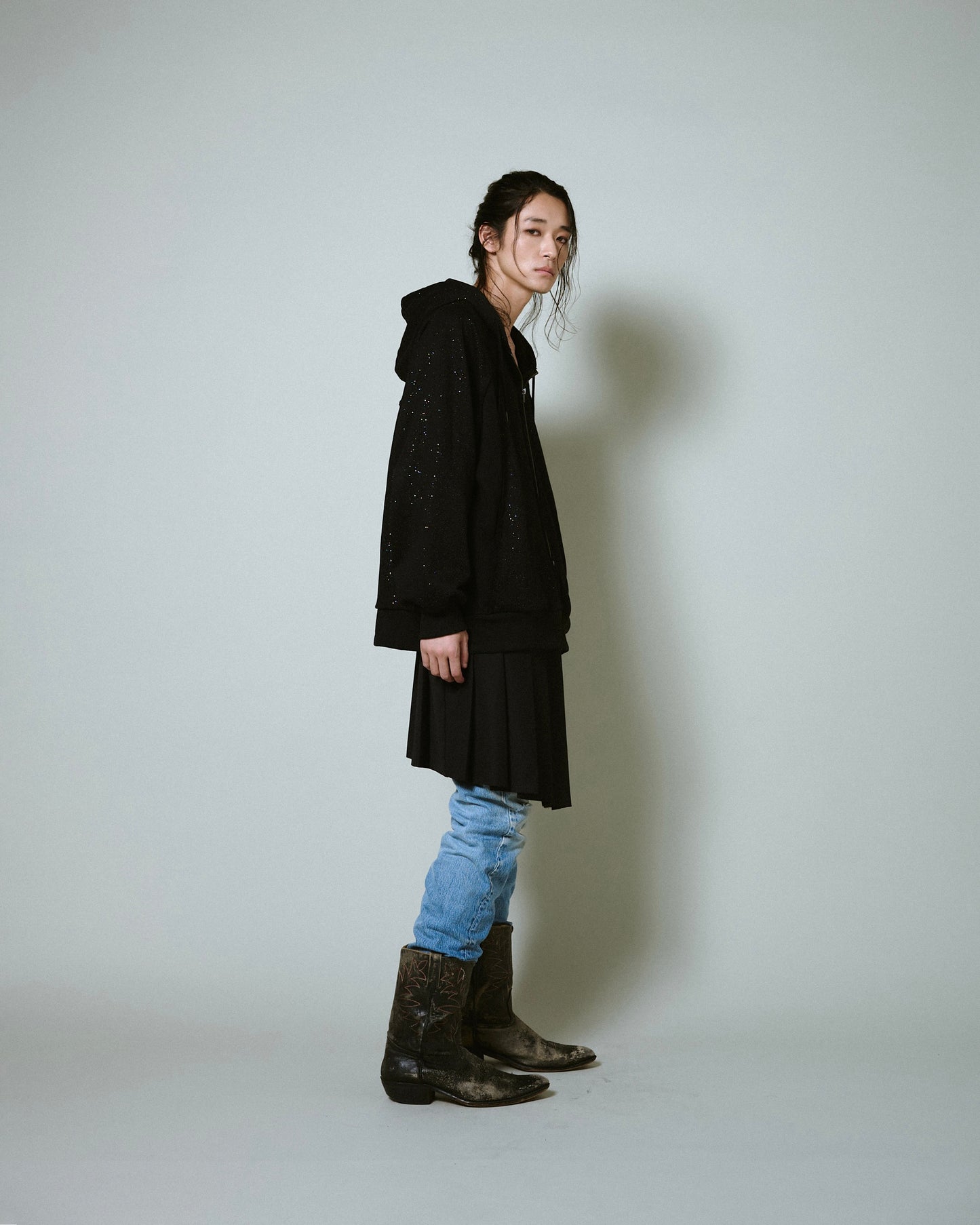 Glitter Seam Double-Zip Hoodie