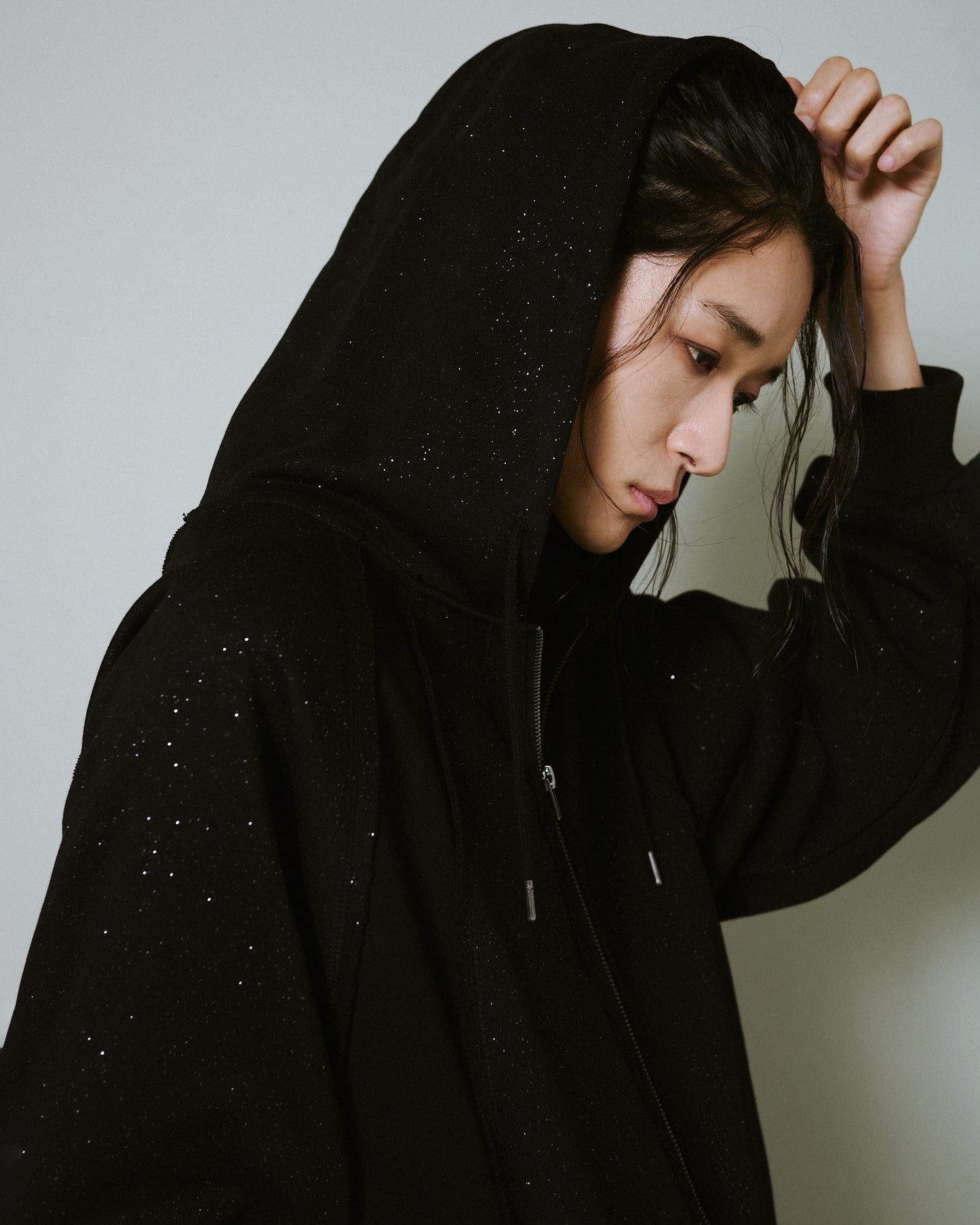 Glitter Seam Double-Zip Hoodie