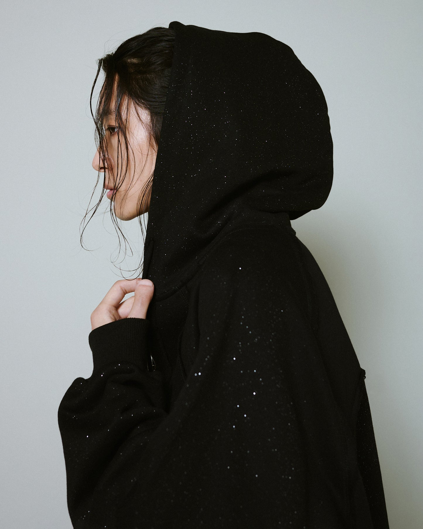 Glitter Seam Double-Zip Hoodie