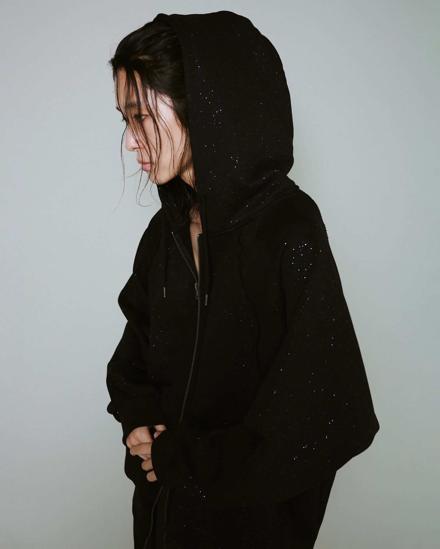 Glitter Seam Double-Zip Hoodie