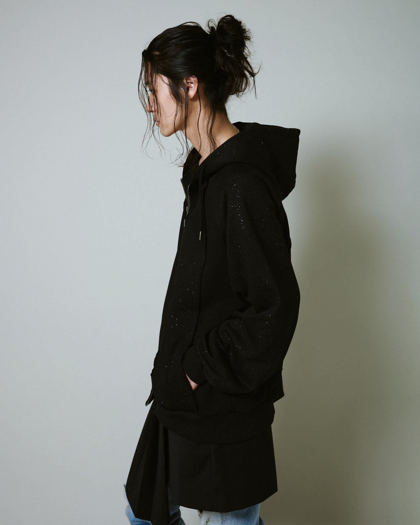 Glitter Seam Double-Zip Hoodie
