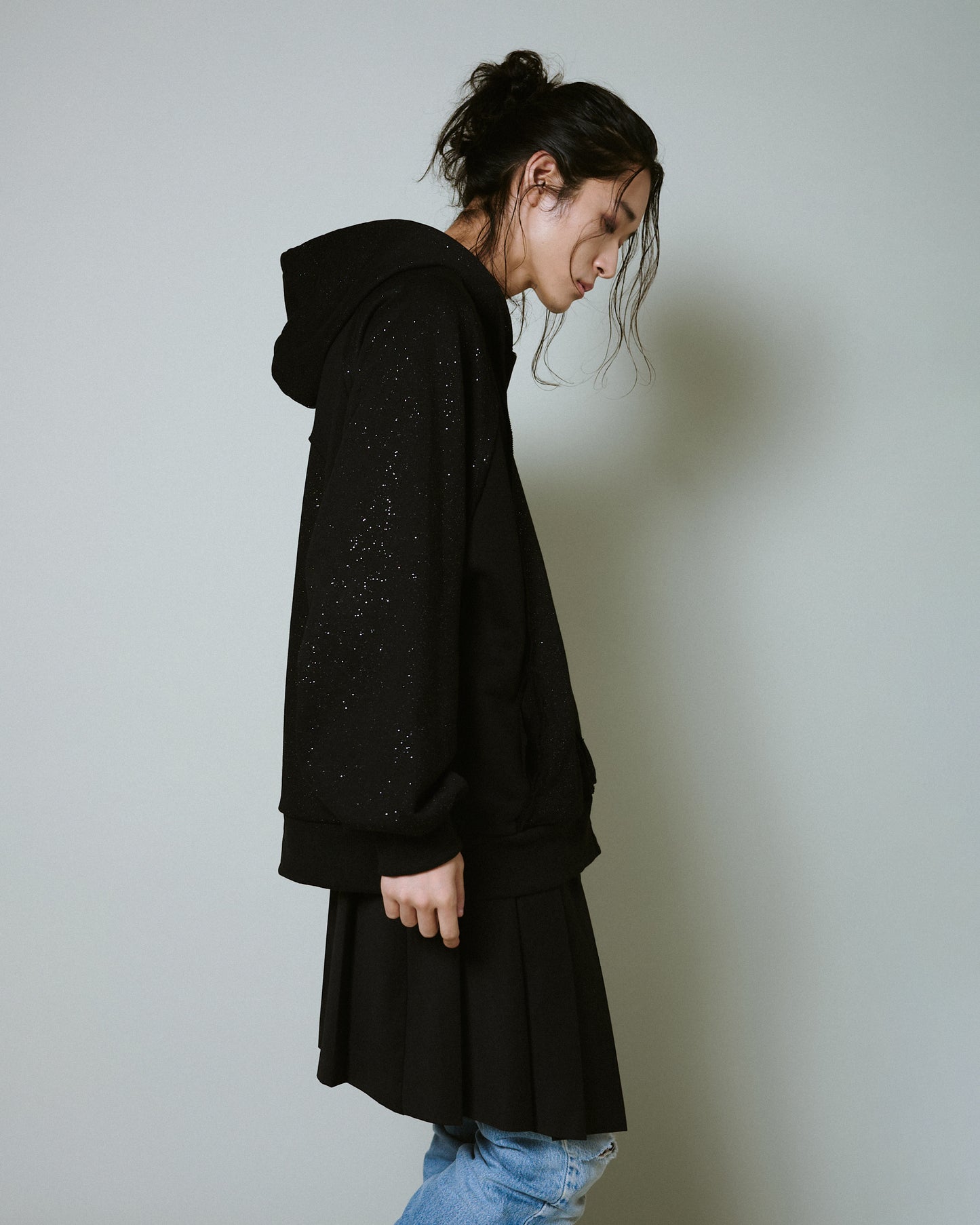Glitter Seam Double-Zip Hoodie