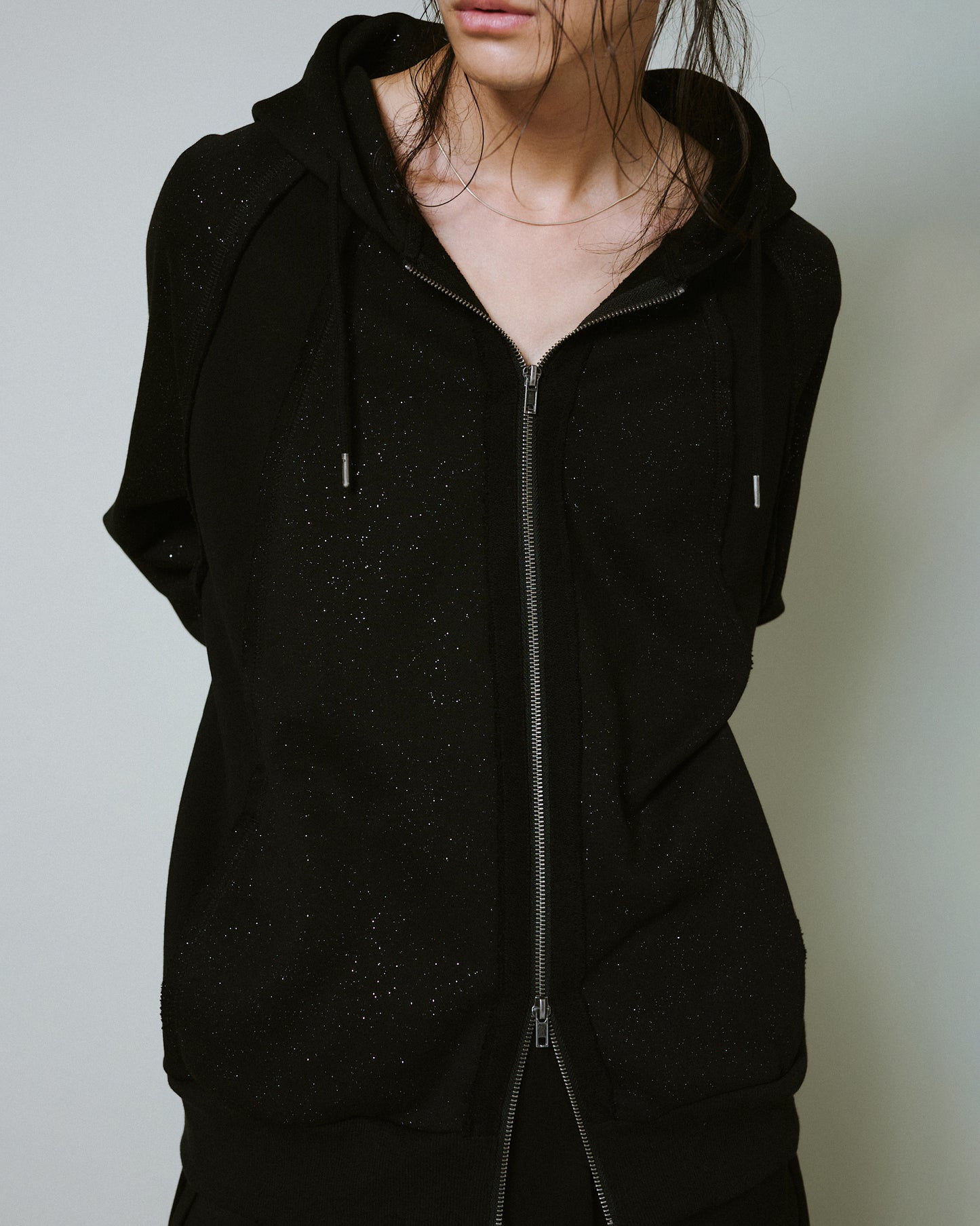 Glitter Seam Double-Zip Hoodie