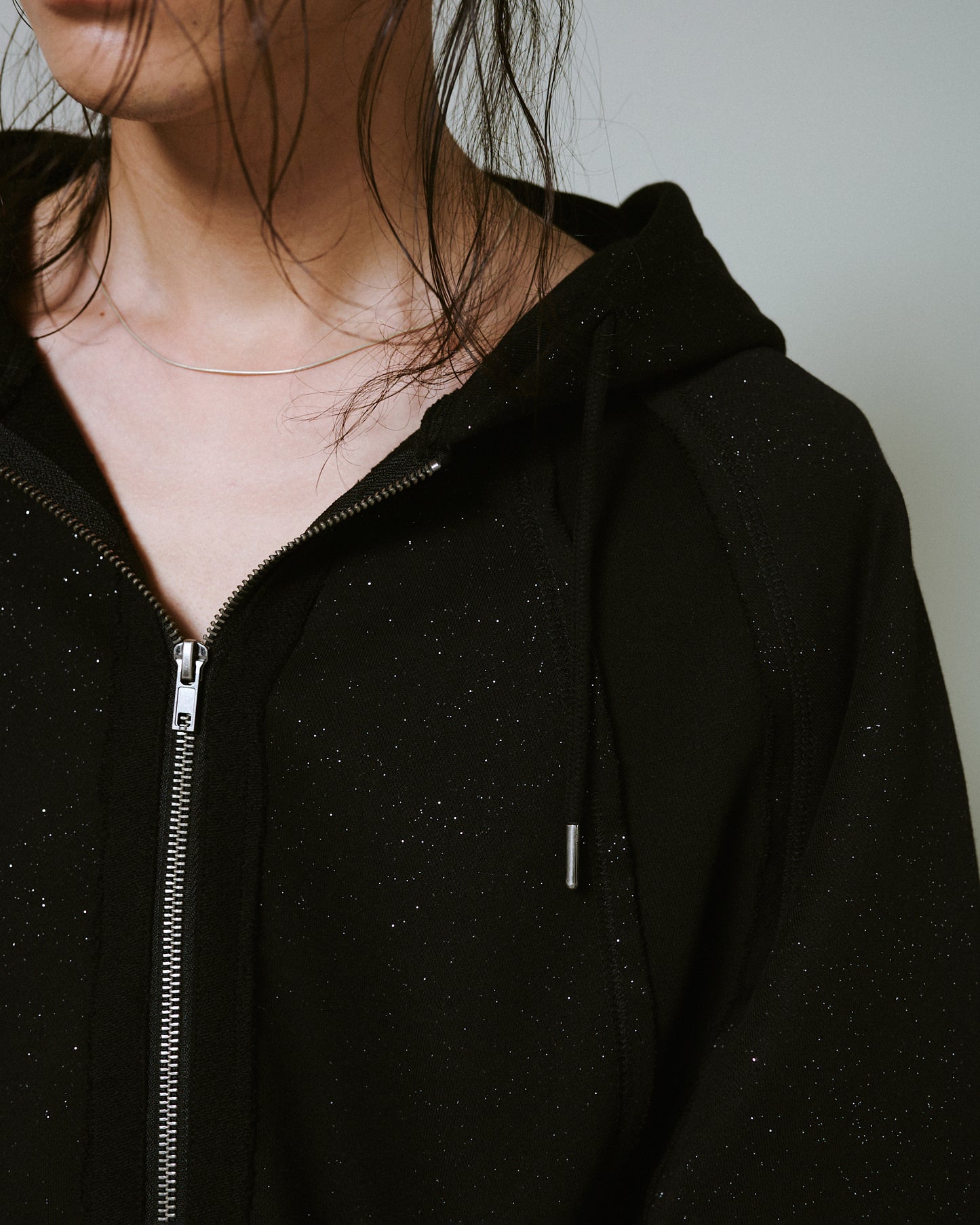 Glitter Seam Double-Zip Hoodie