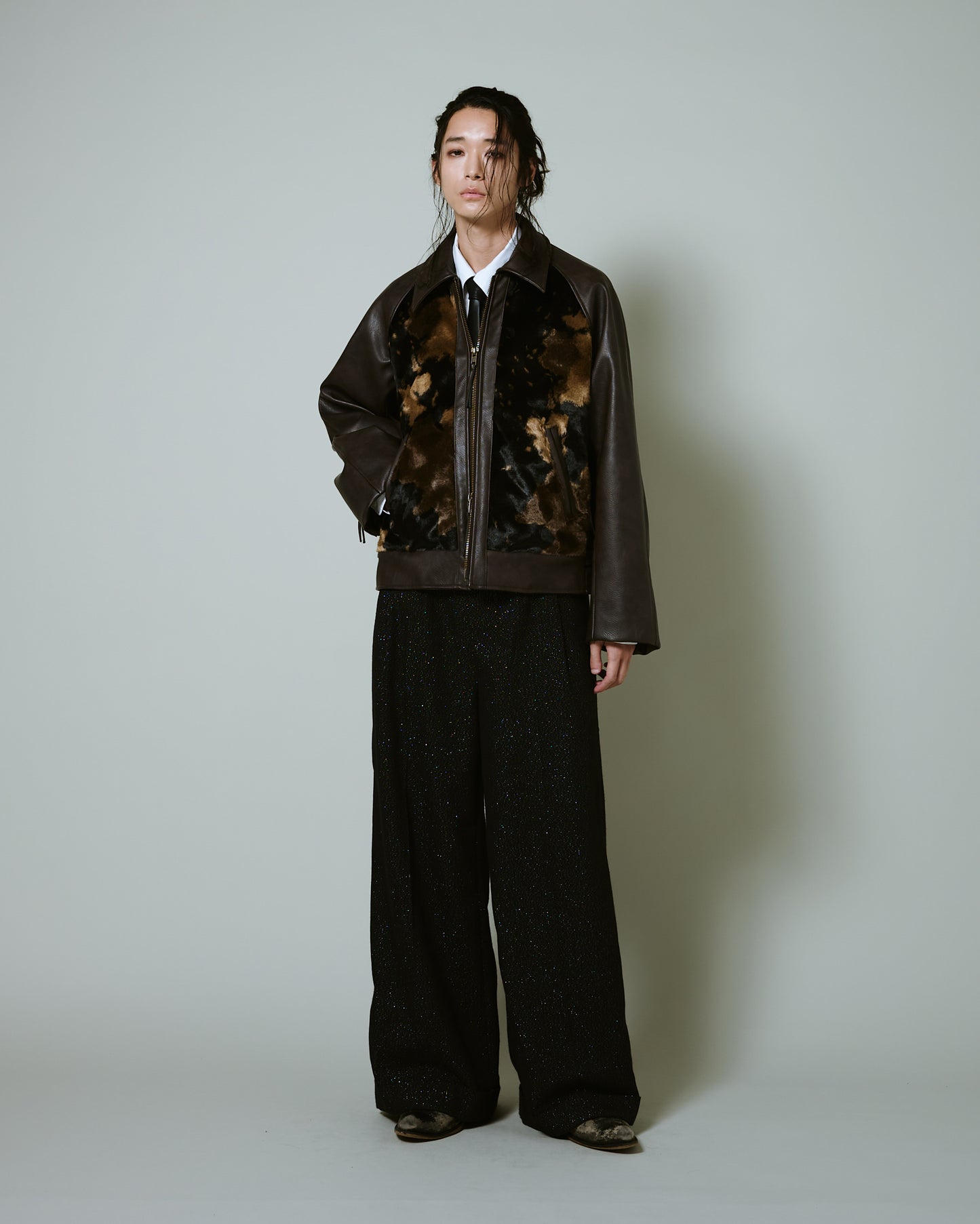 faux haircalf leather jacket