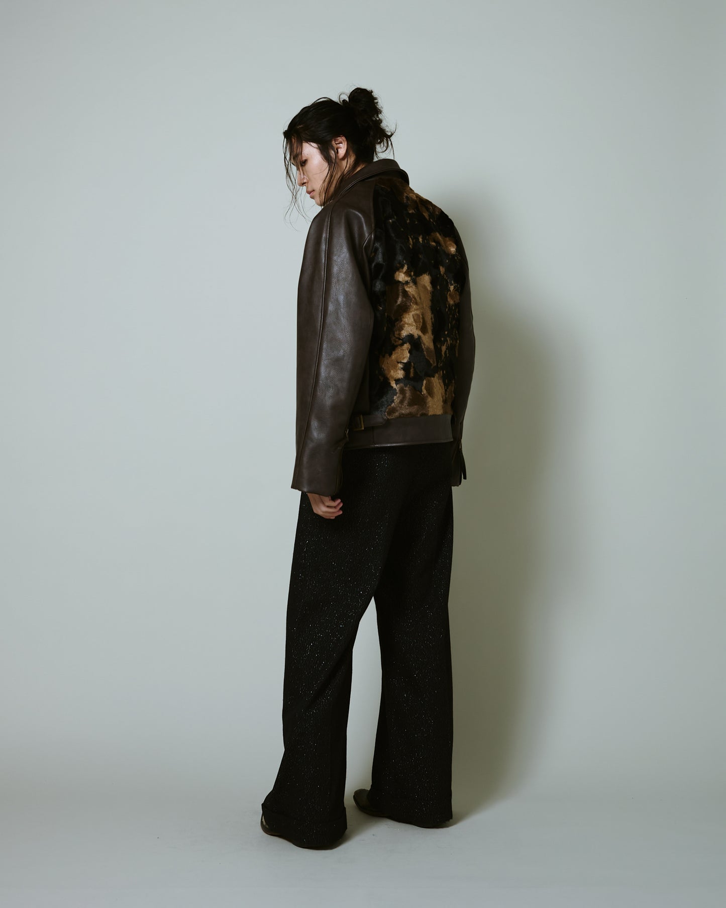 faux haircalf leather jacket