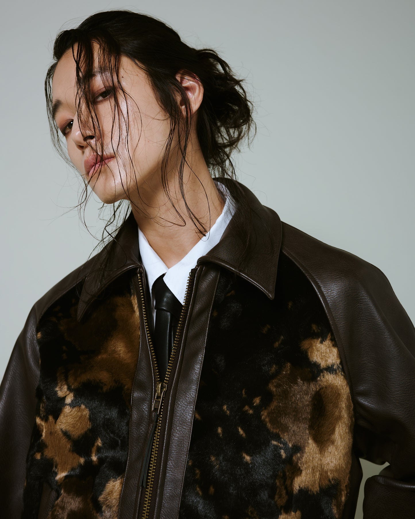 faux haircalf leather jacket
