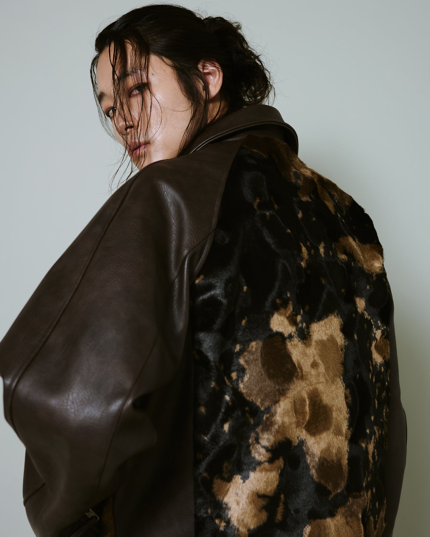 faux haircalf leather jacket