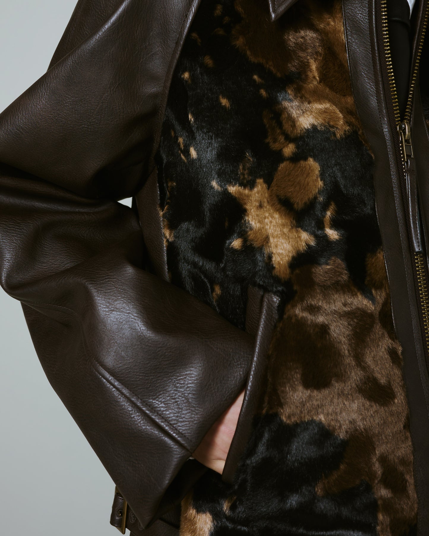 faux haircalf leather jacket