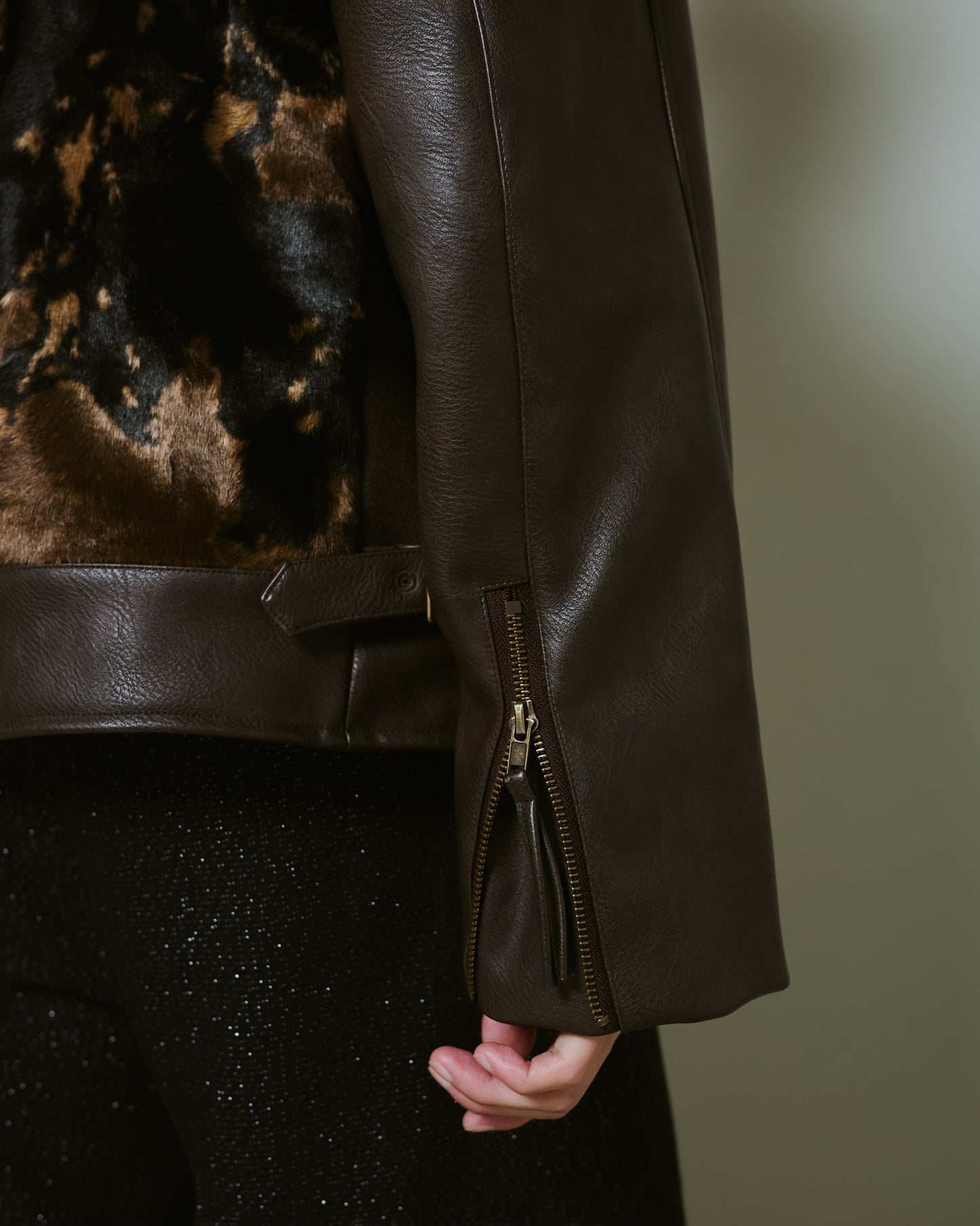 faux haircalf leather jacket