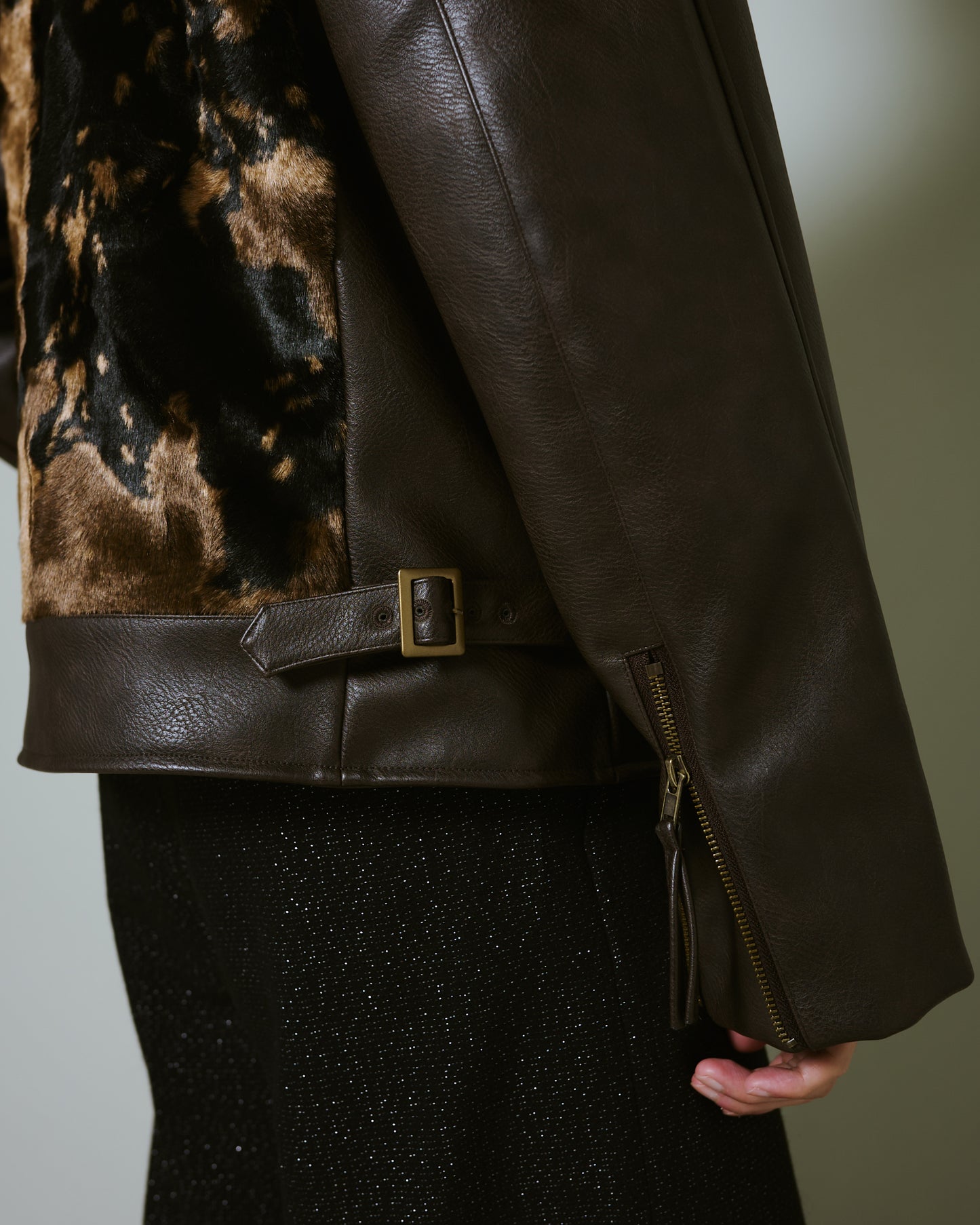 faux haircalf leather jacket