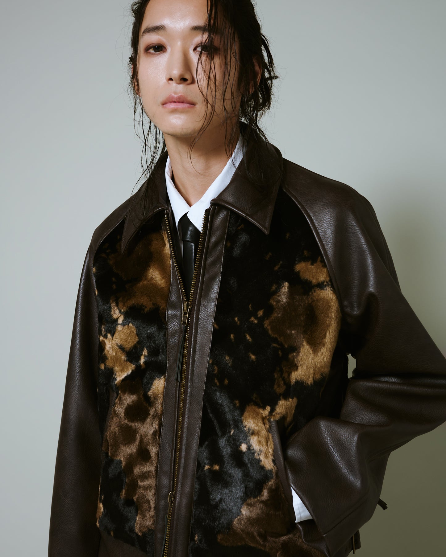 faux haircalf leather jacket