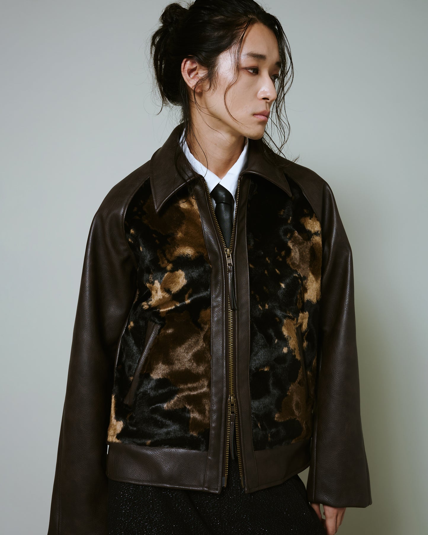 faux haircalf leather jacket