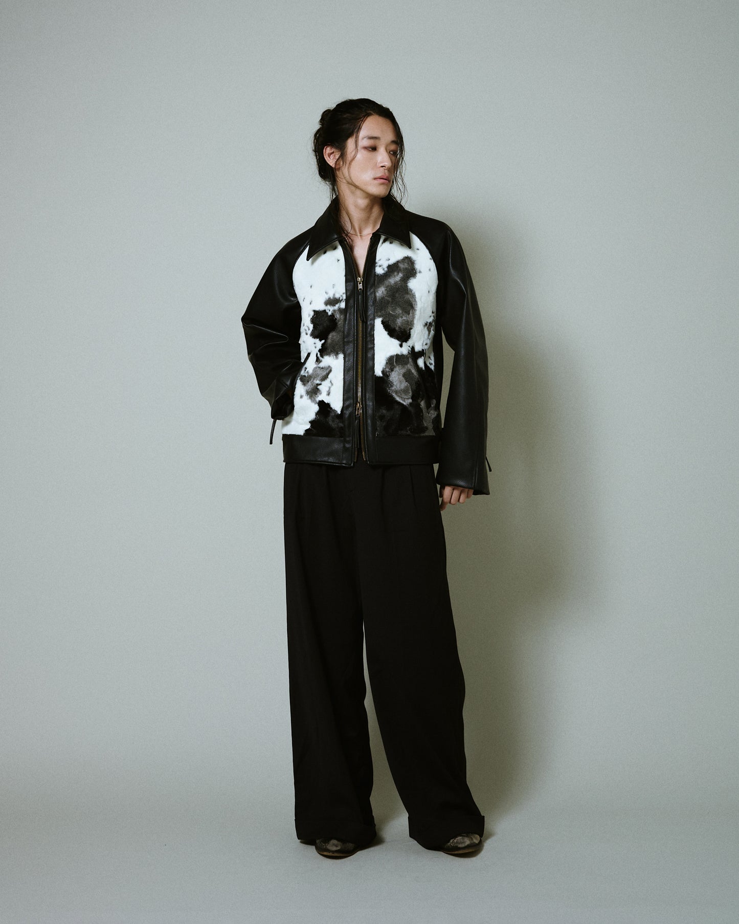 faux haircalf leather jacket