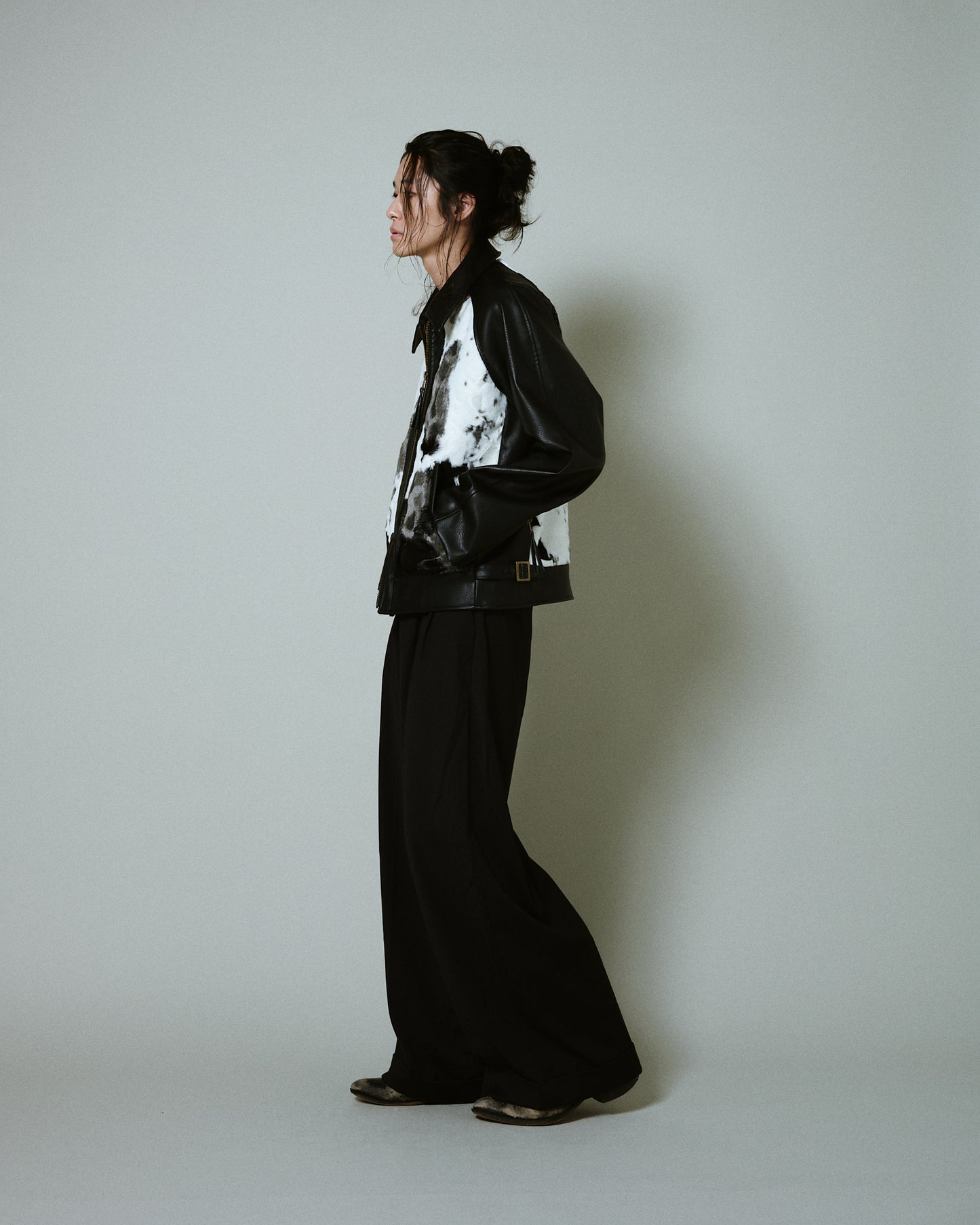 faux haircalf leather jacket