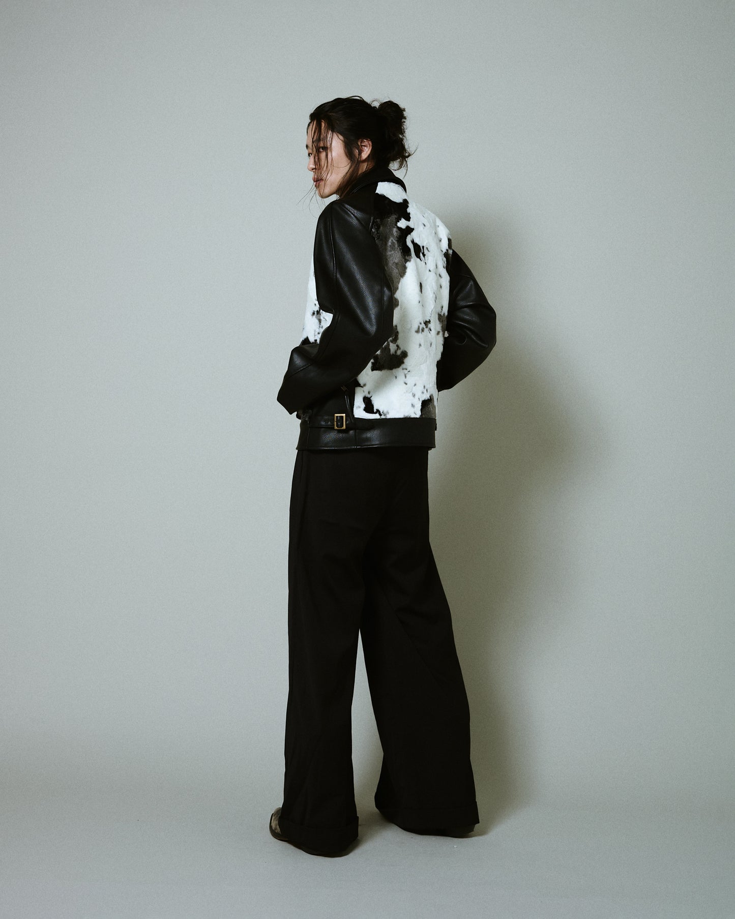 faux haircalf leather jacket