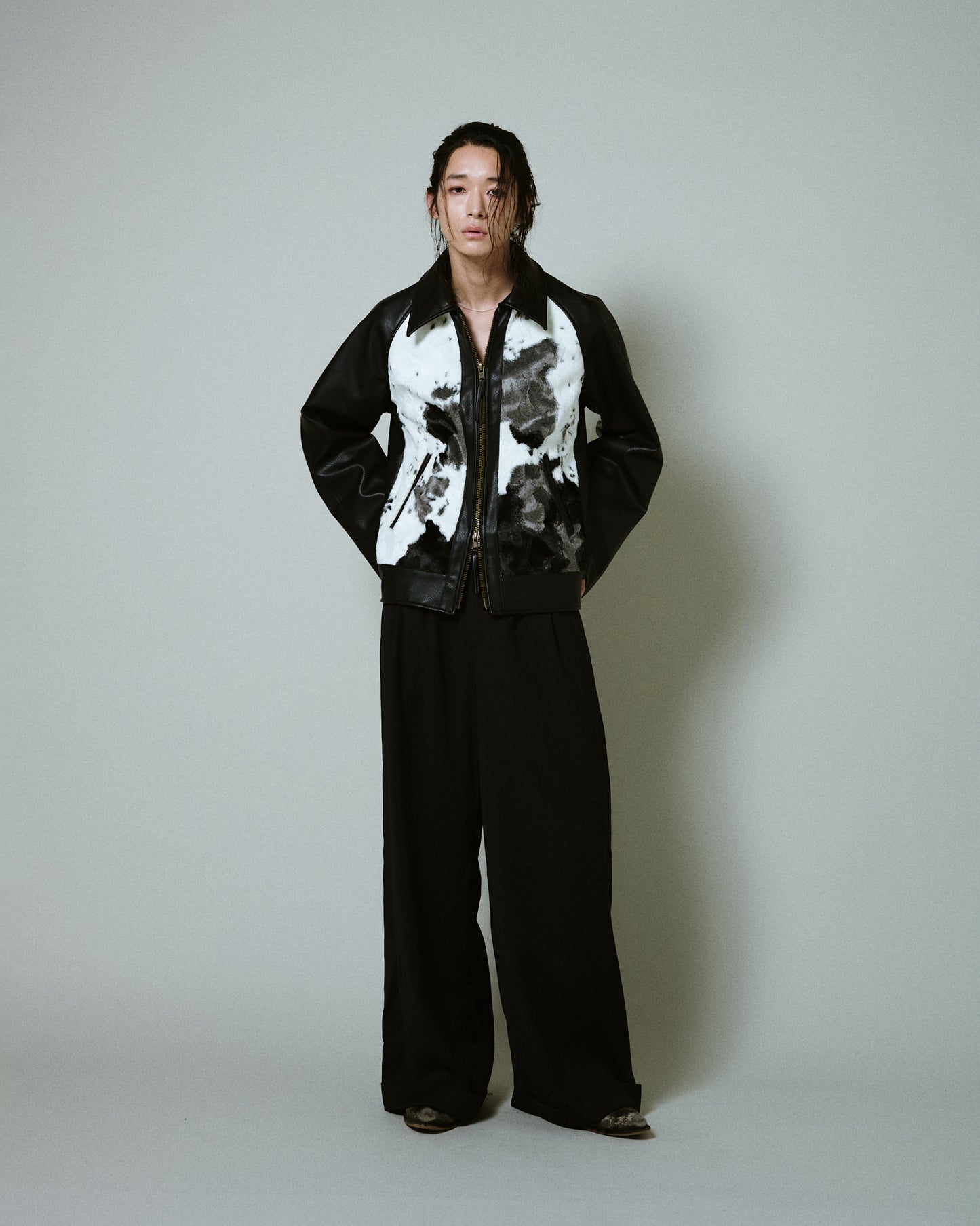 faux haircalf leather jacket
