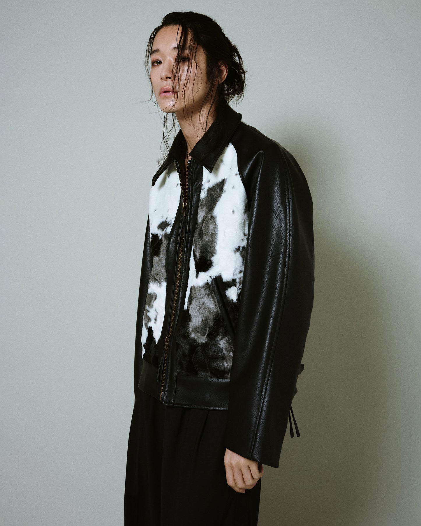 faux haircalf leather jacket