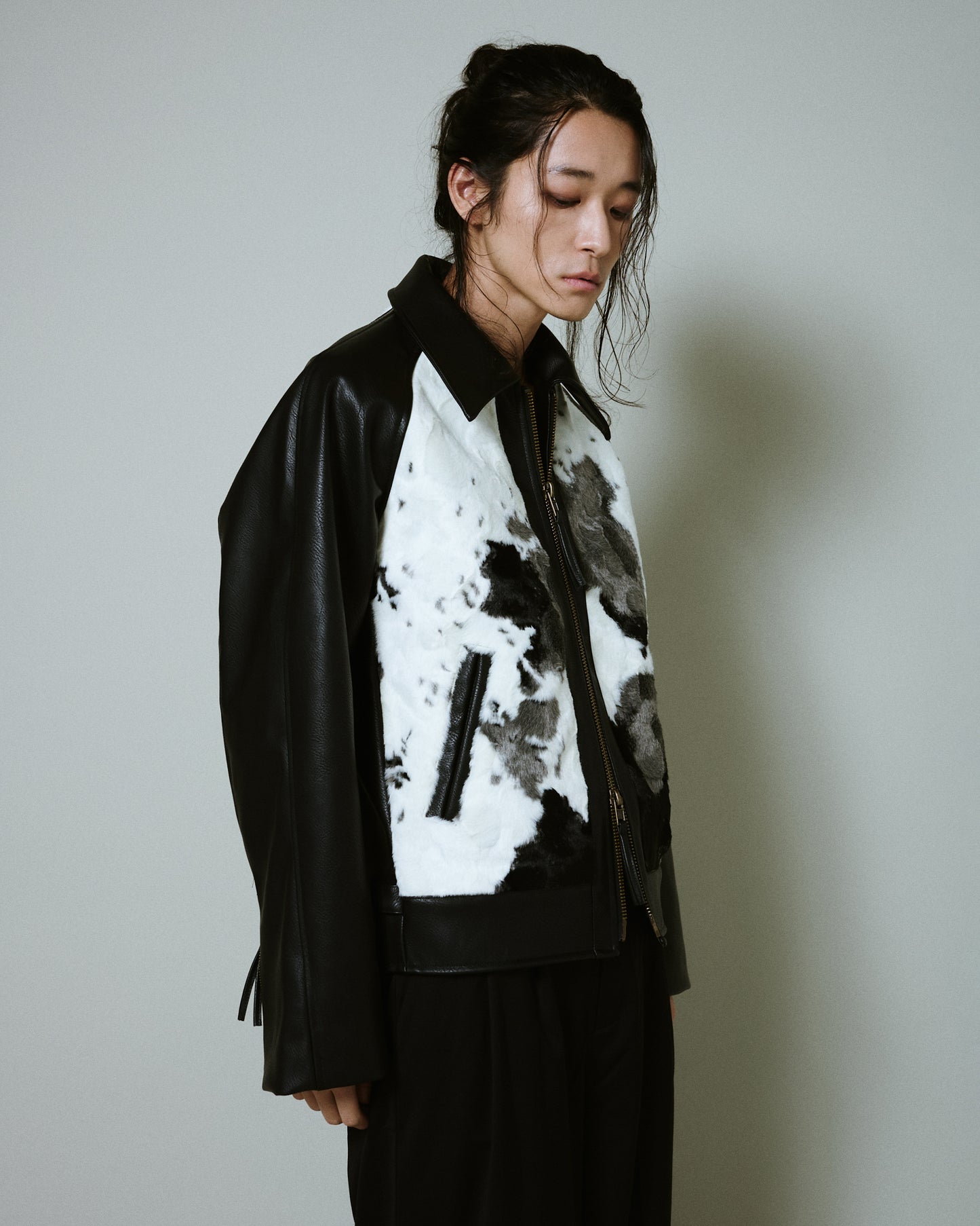 faux haircalf leather jacket