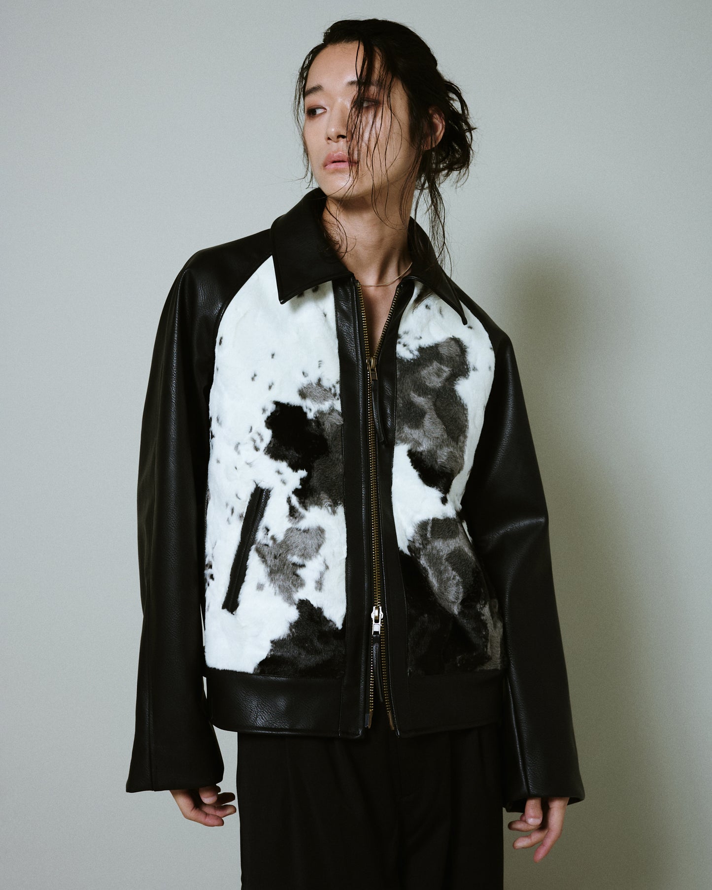 faux haircalf leather jacket