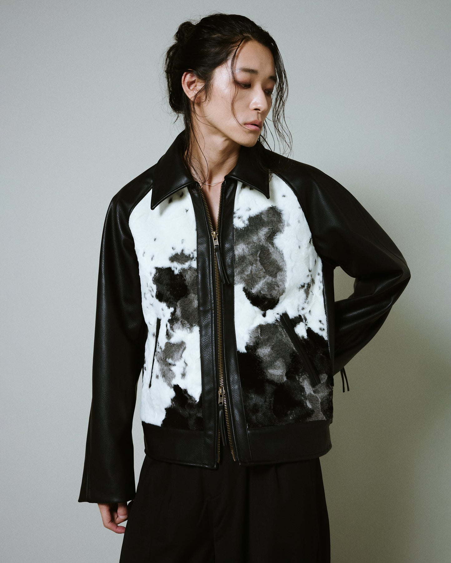 faux haircalf leather jacket