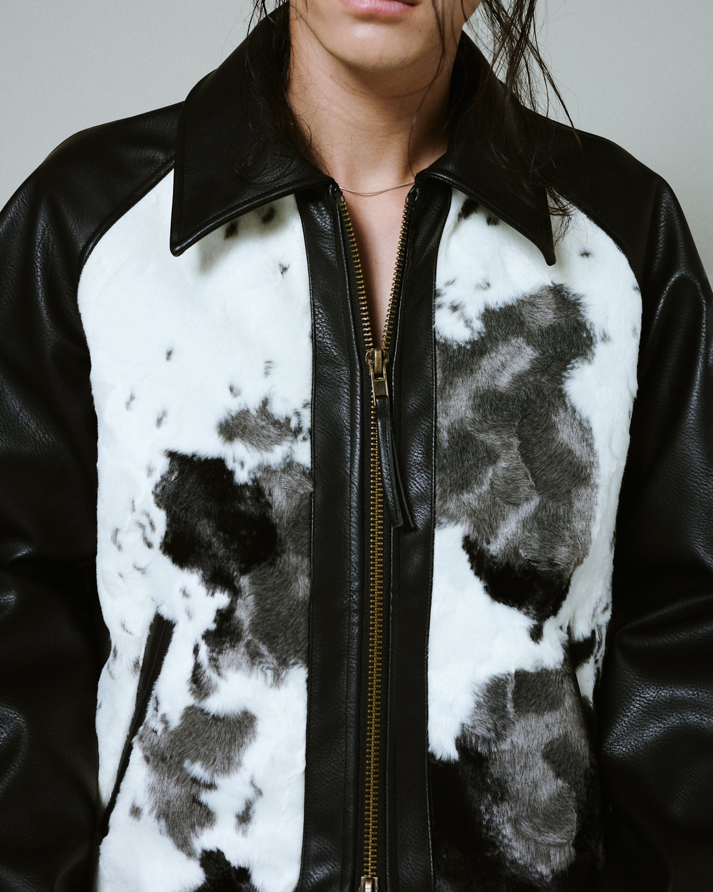 faux haircalf leather jacket