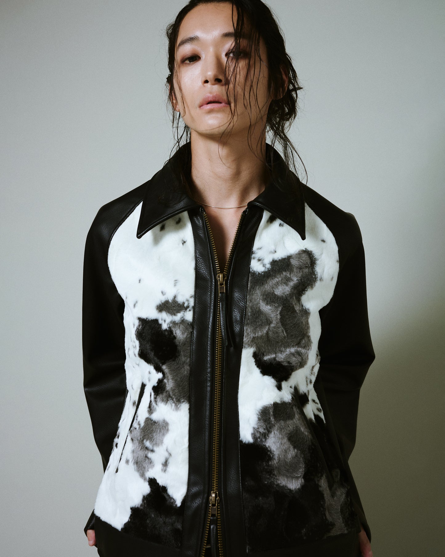 faux haircalf leather jacket