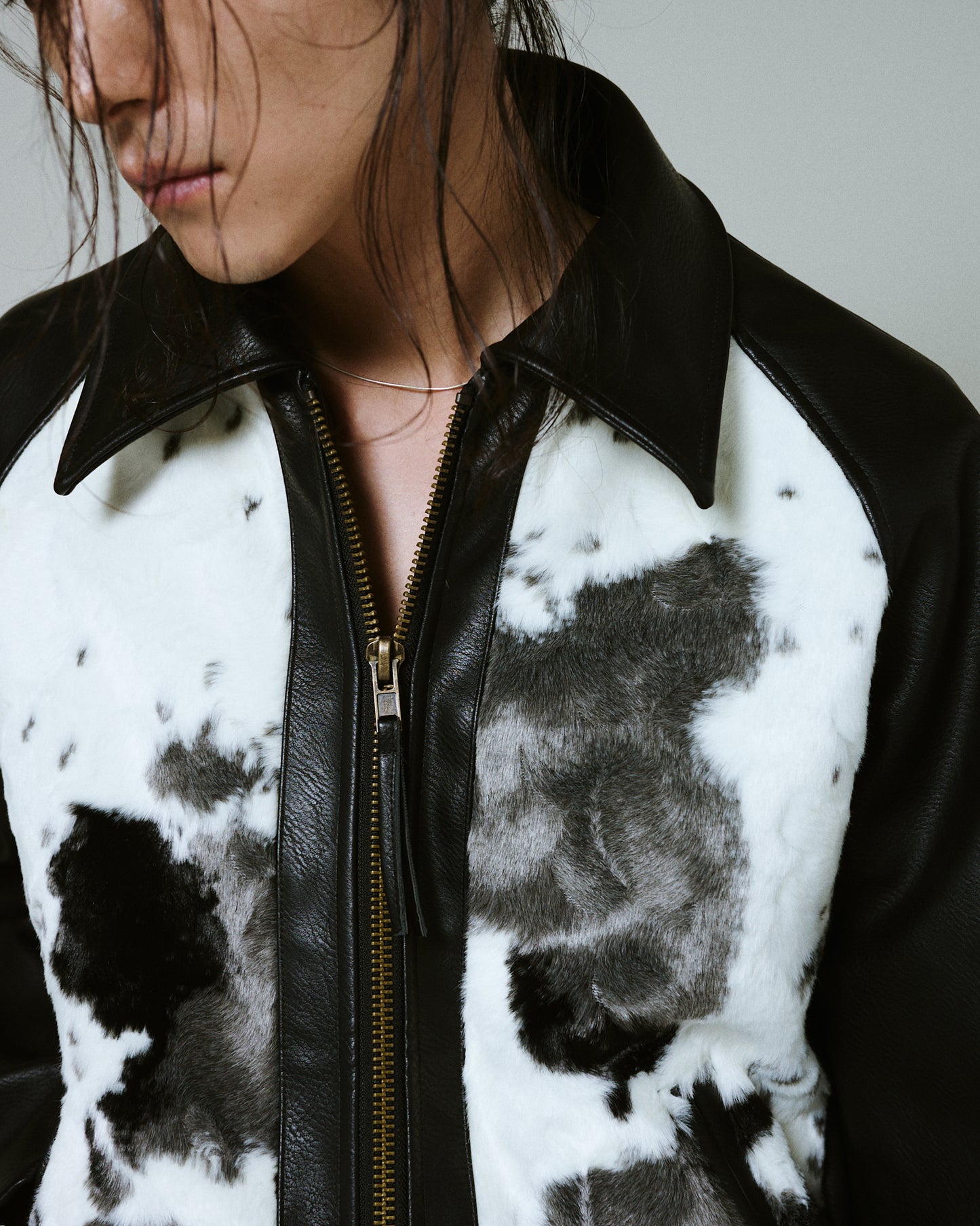 faux haircalf leather jacket
