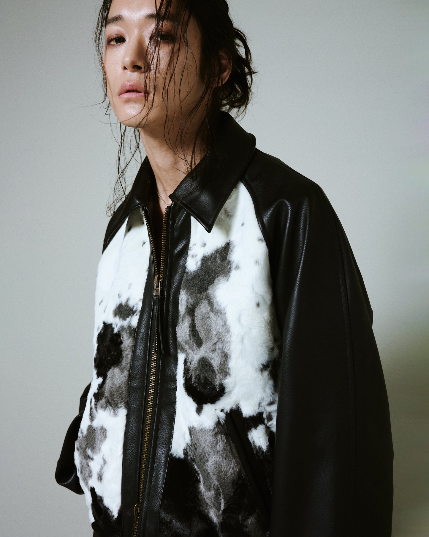 faux haircalf leather jacket