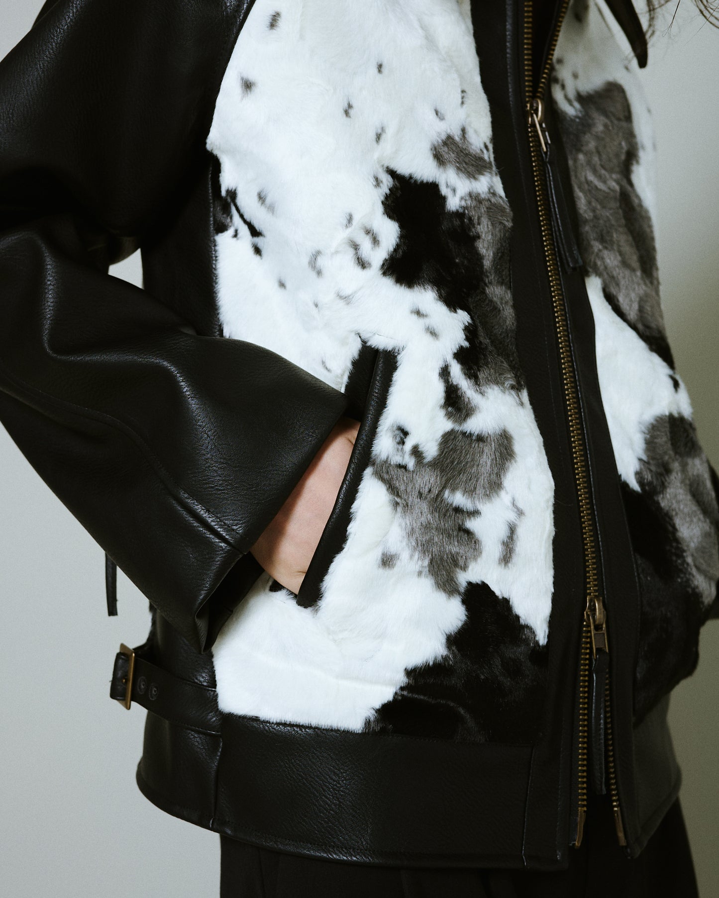 faux haircalf leather jacket