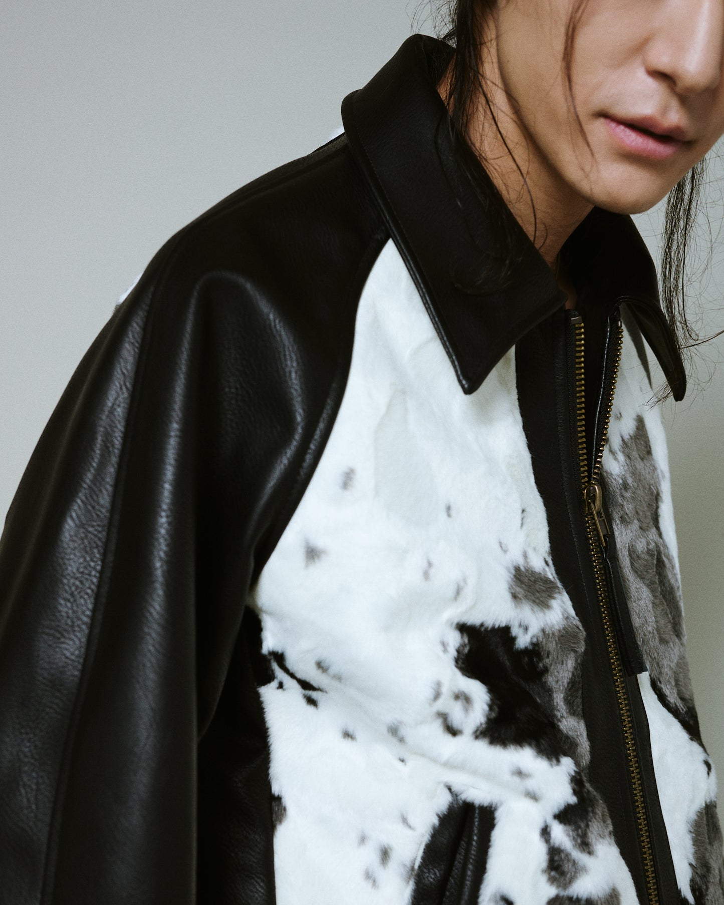 faux haircalf leather jacket
