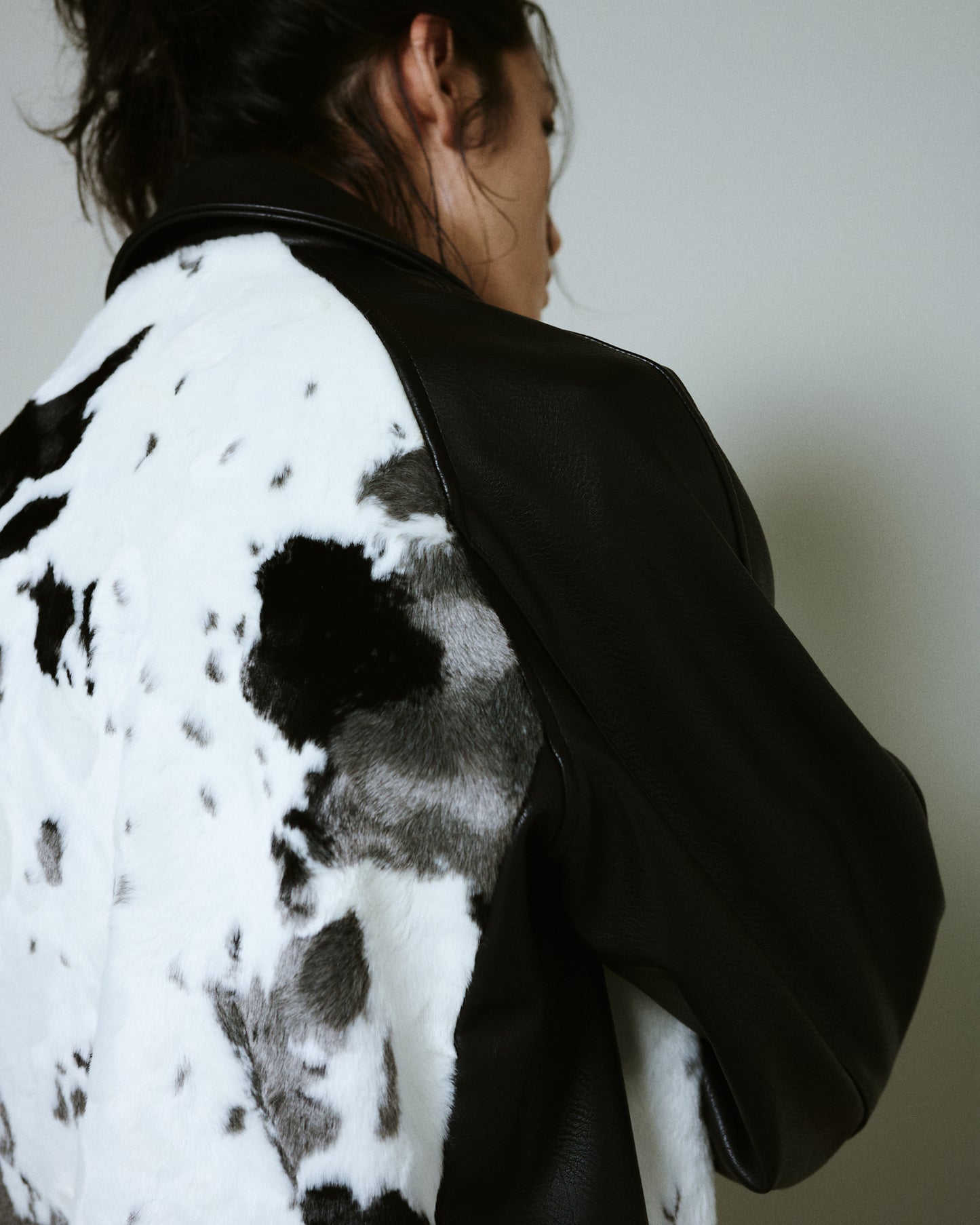 faux haircalf leather jacket