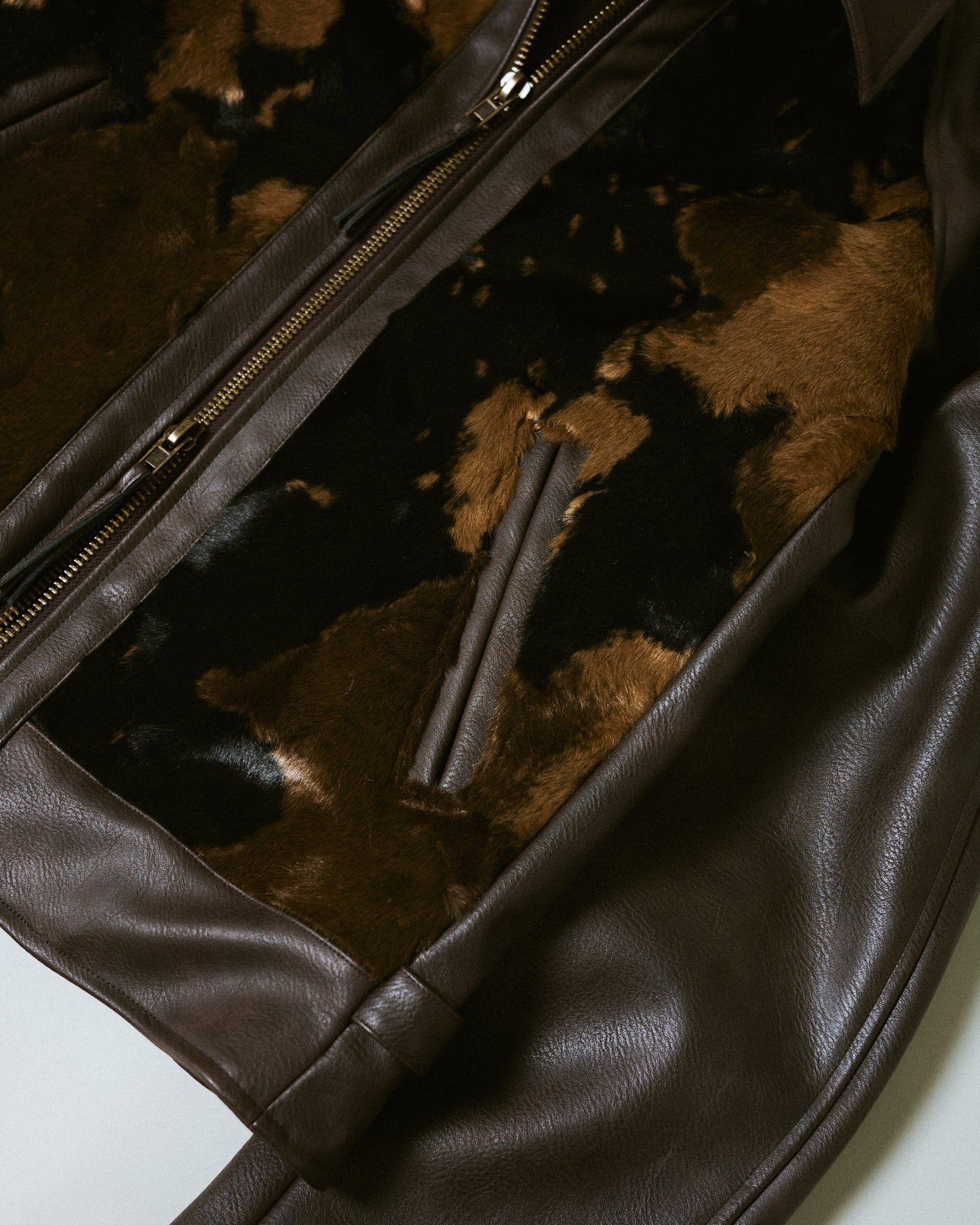 faux haircalf leather jacket