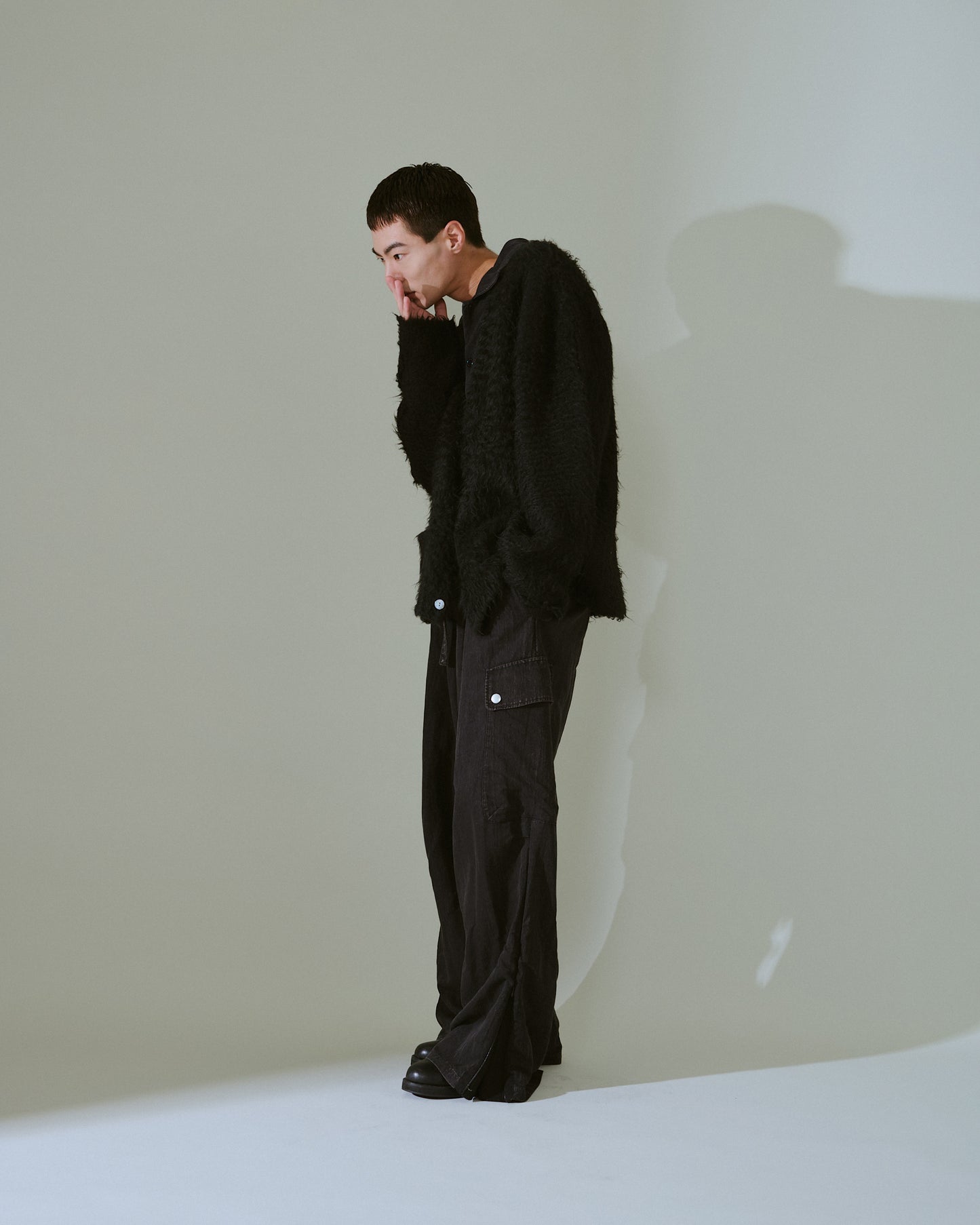 snow-wash faded rayon nylon l/s jump suit
