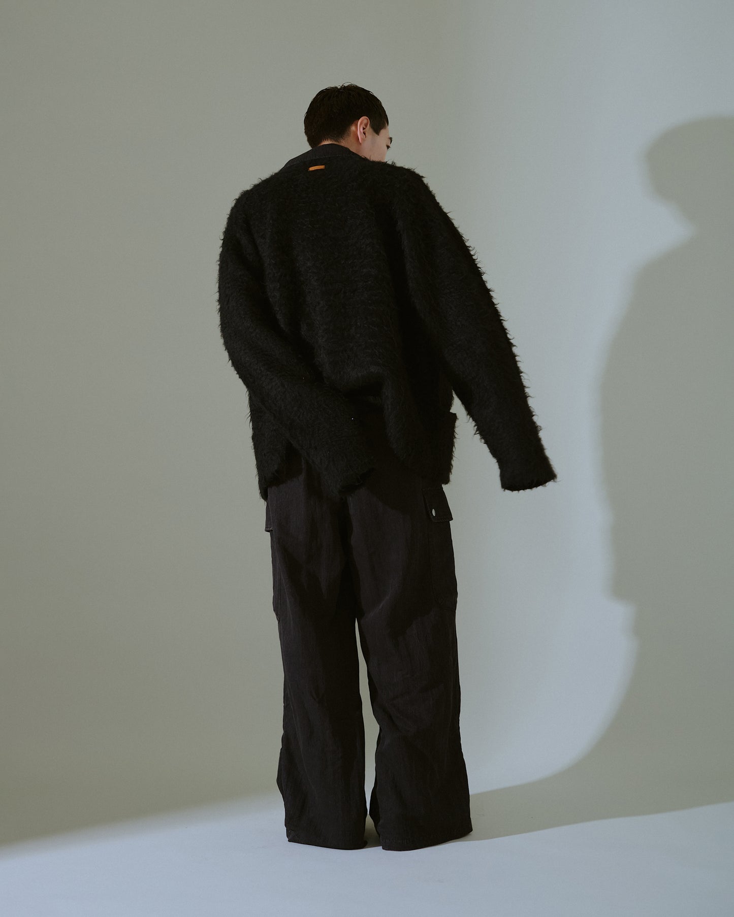 snow-wash faded rayon nylon l/s jump suit