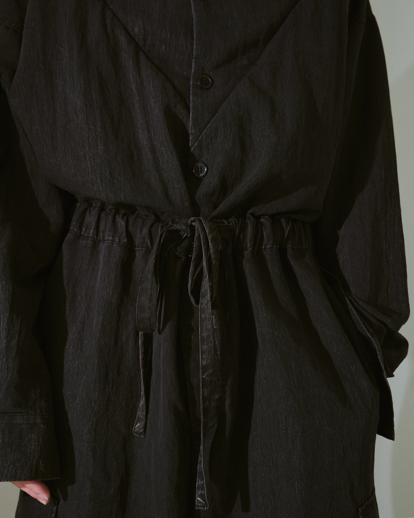 snow-wash faded rayon nylon l/s jump suit