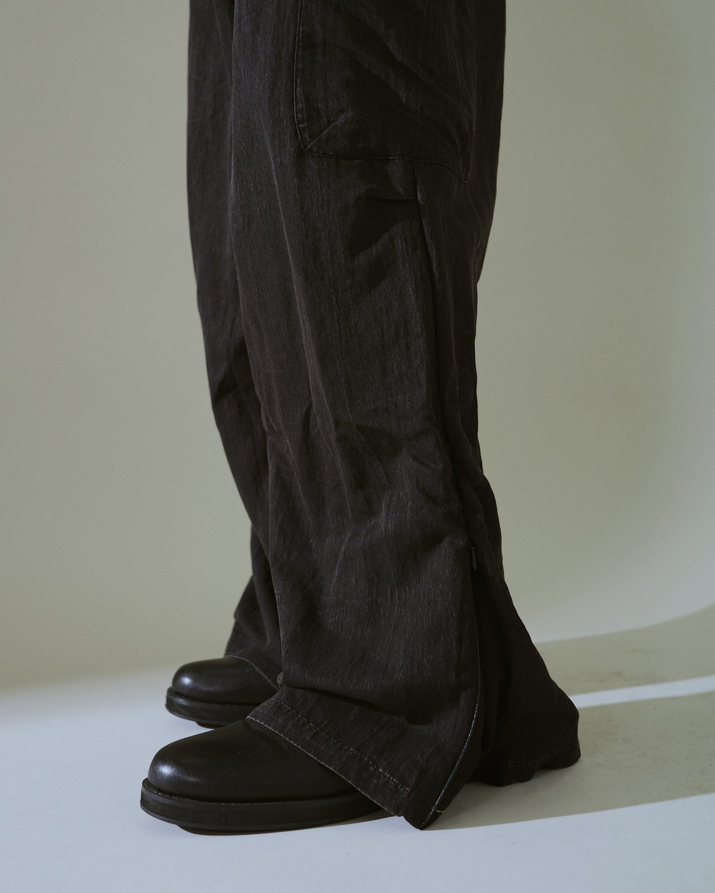 snow-wash faded rayon nylon l/s jump suit