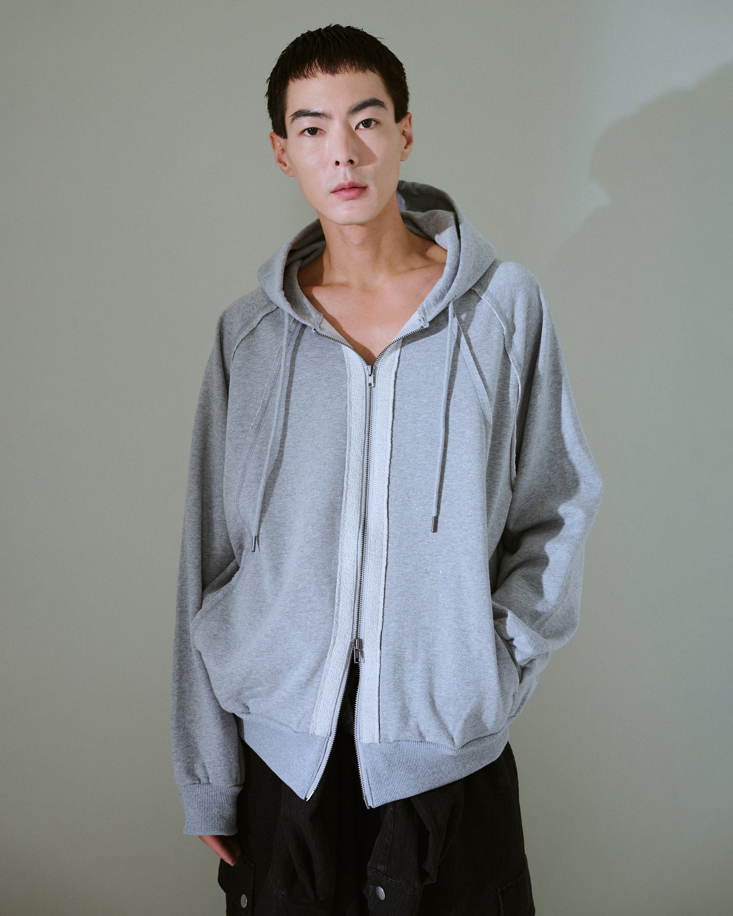 Glitter Seam Double-Zip Hoodie