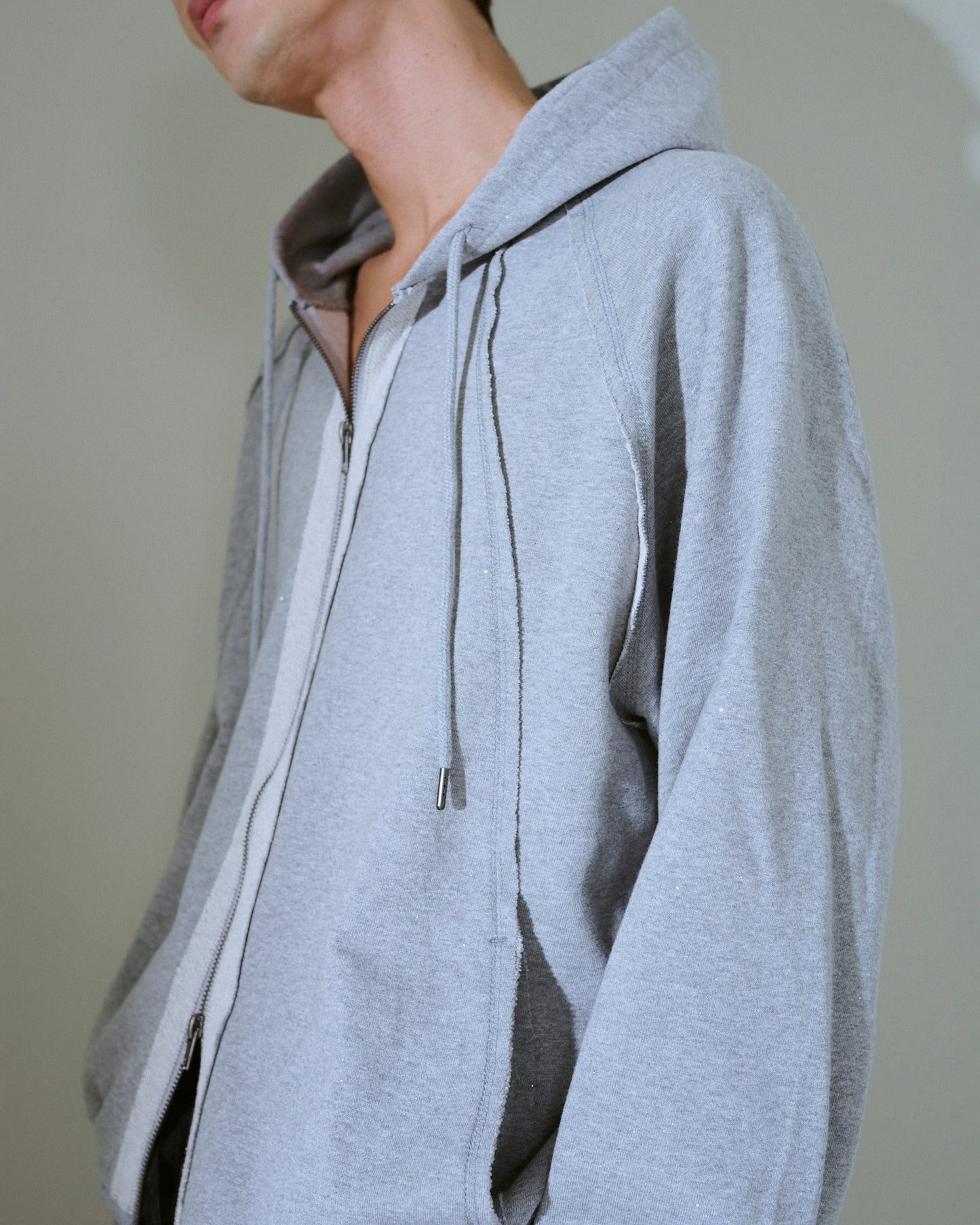 Glitter Seam Double-Zip Hoodie
