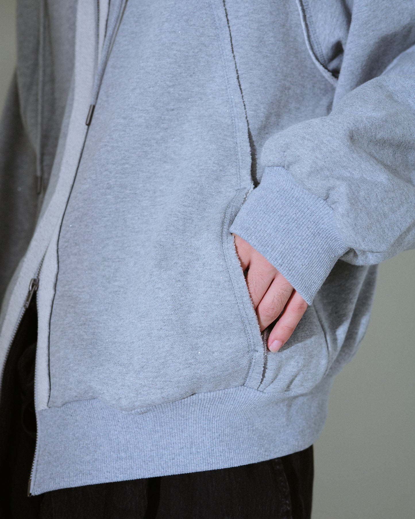 Glitter Seam Double-Zip Hoodie