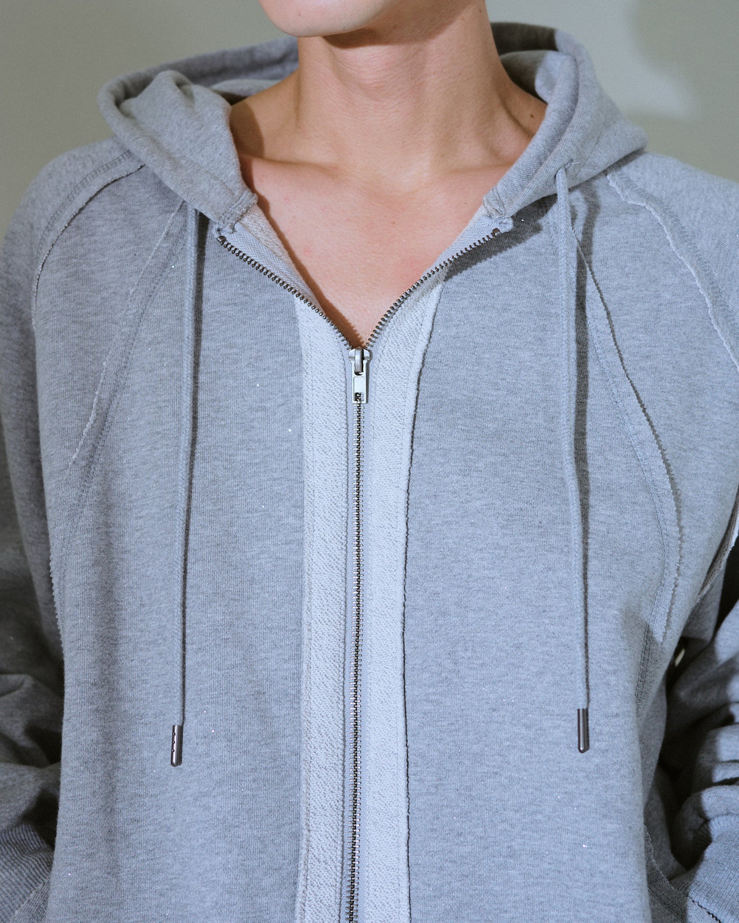Glitter Seam Double-Zip Hoodie
