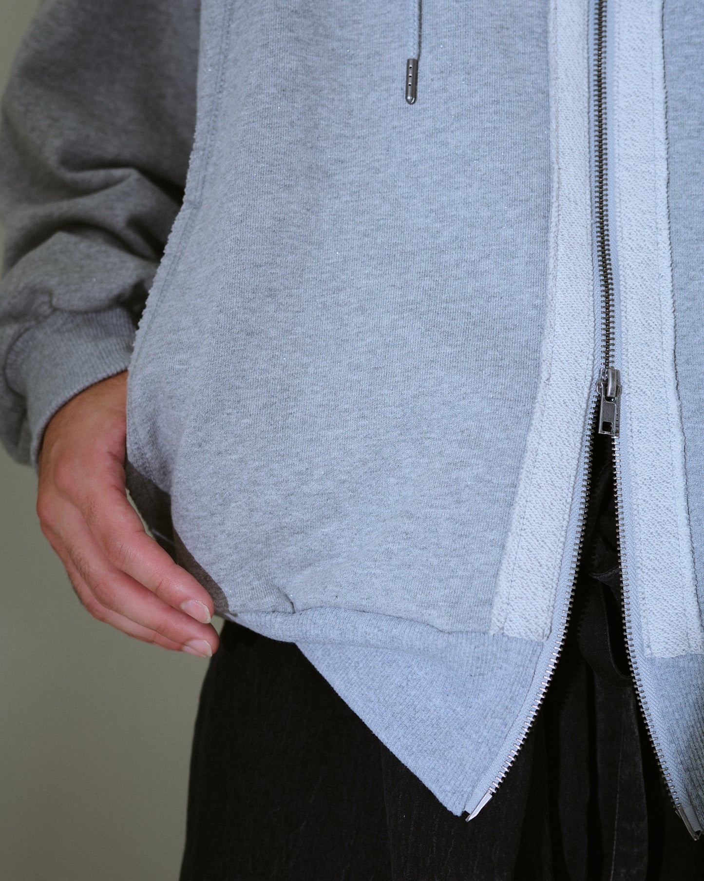 Glitter Seam Double-Zip Hoodie