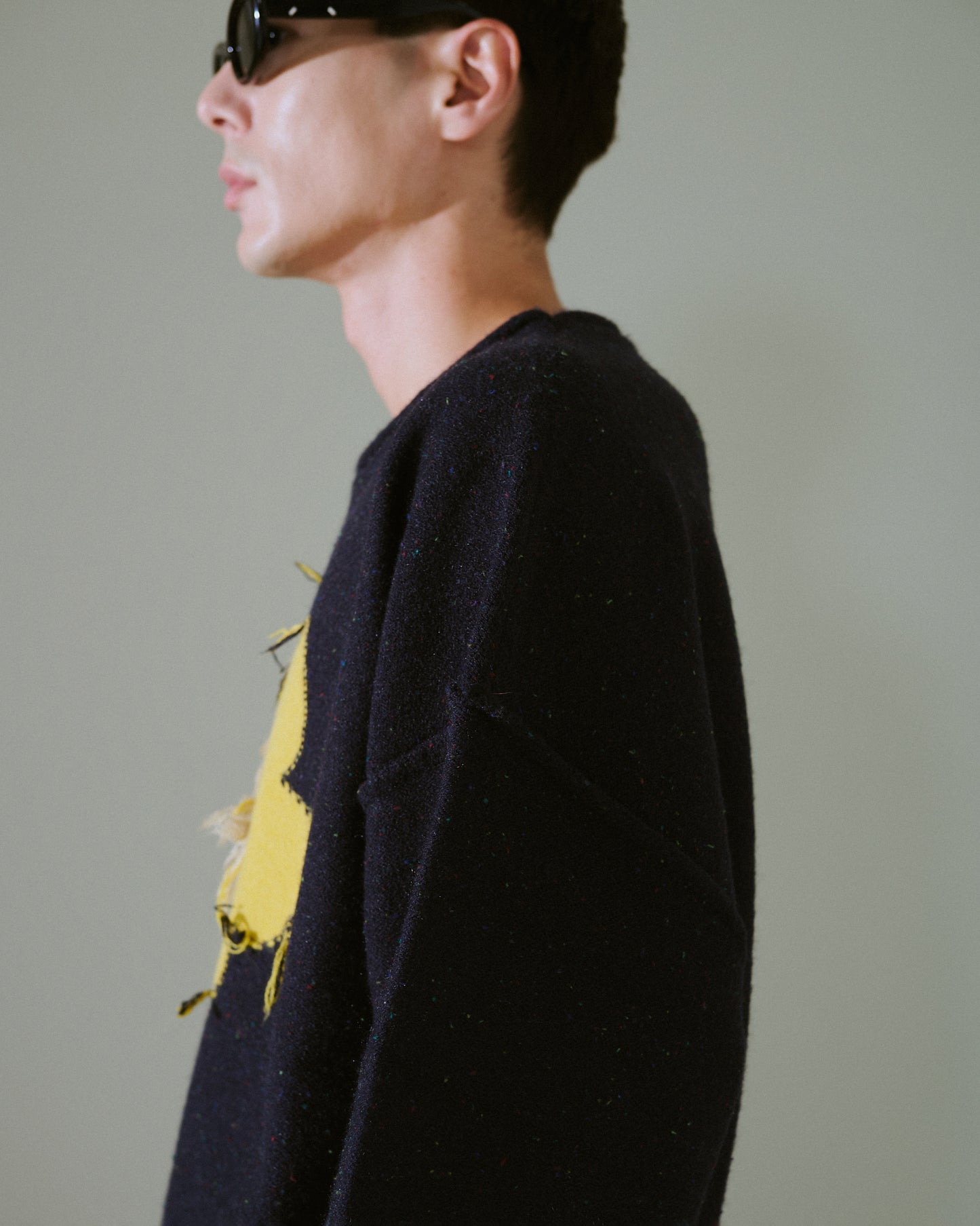 inside out flower motif nep sweater