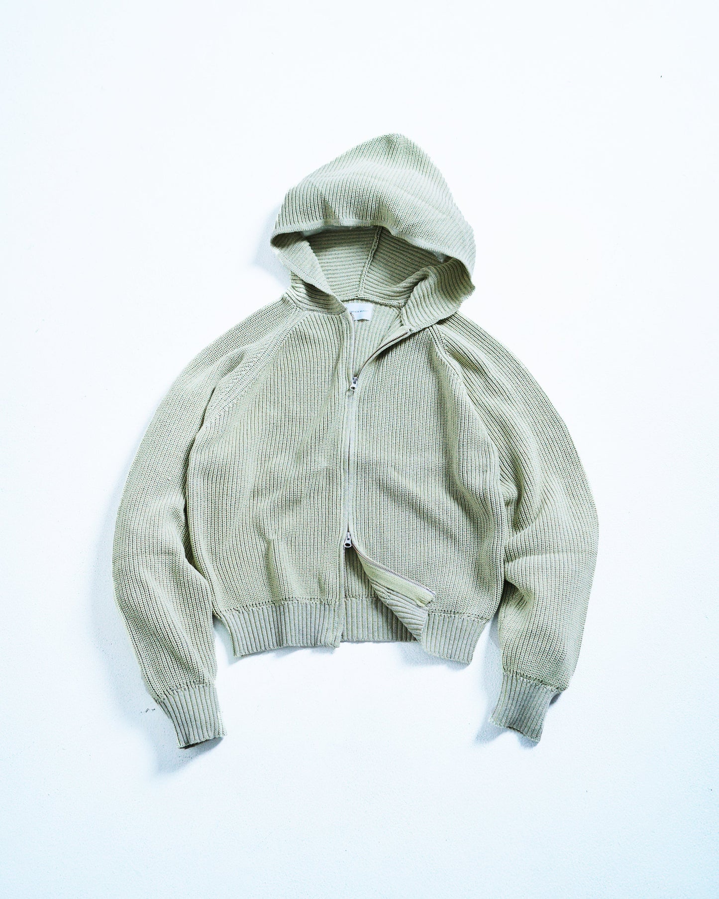 double zip mix yarn knit hoodie