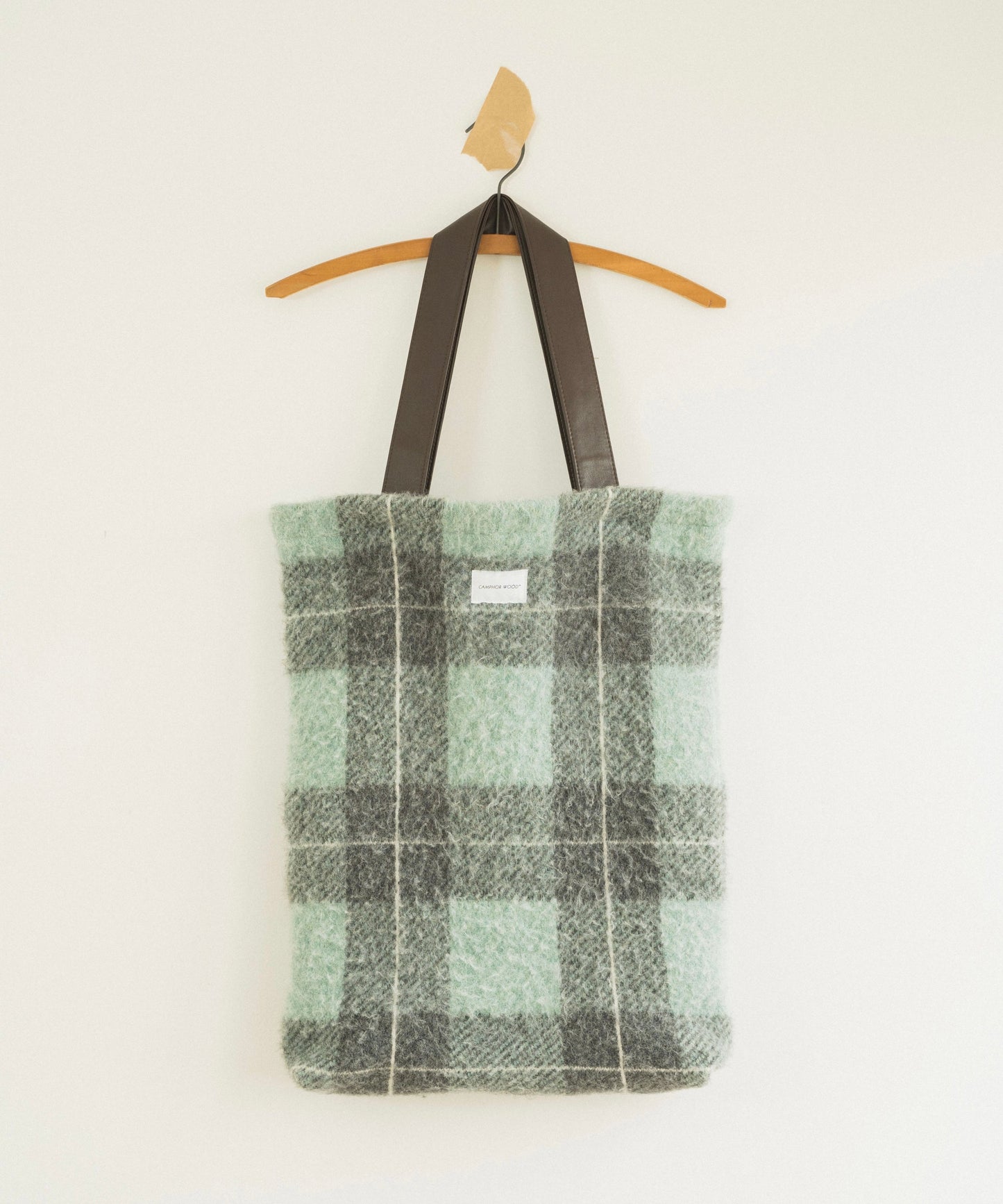 mohair mix check big tote bag