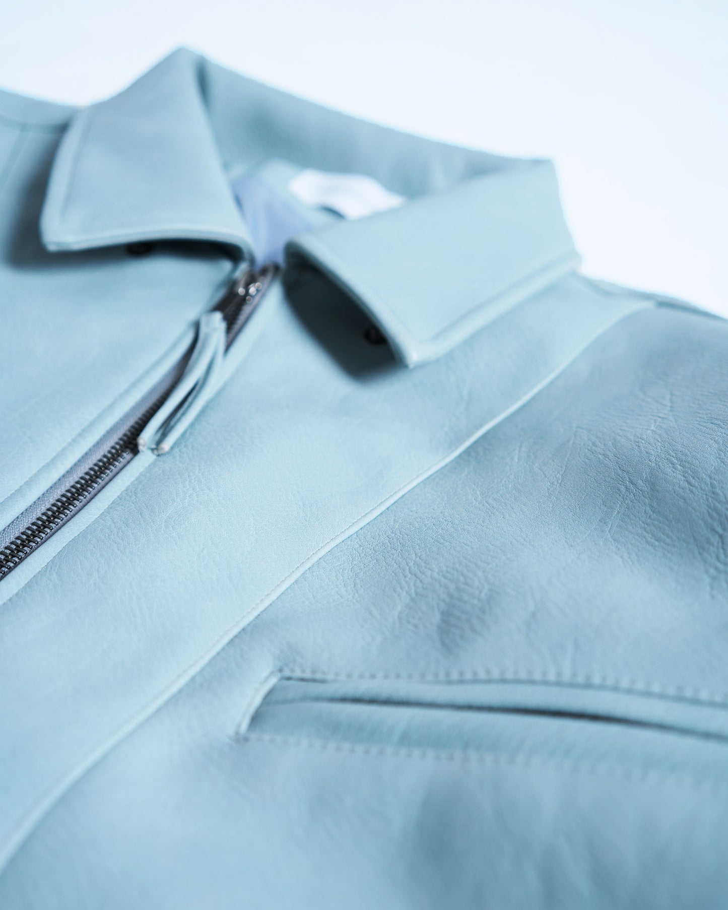 short length zipped PU-leather sport jacket