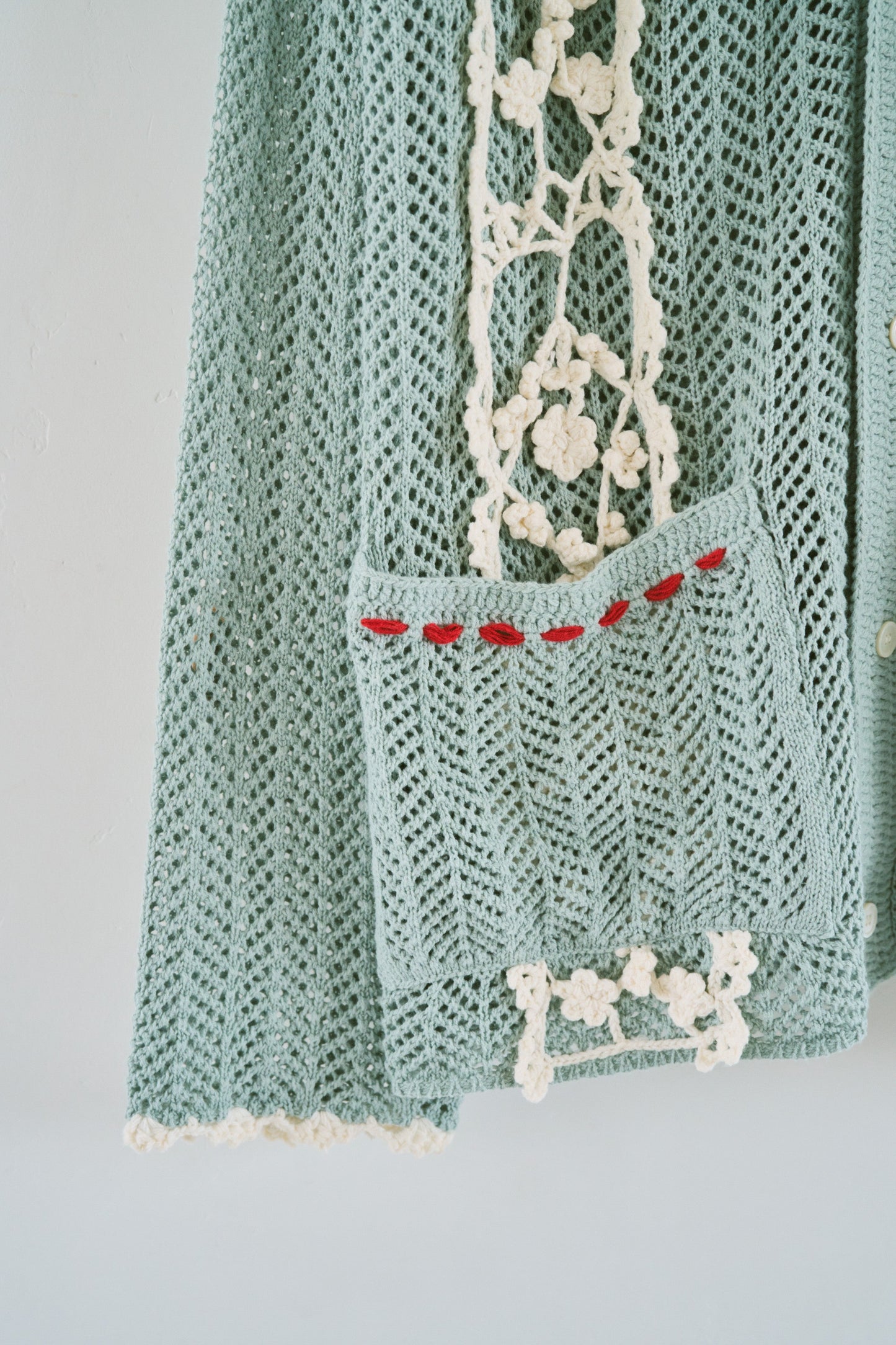 hand knit flower line Cuba shirt cardigan