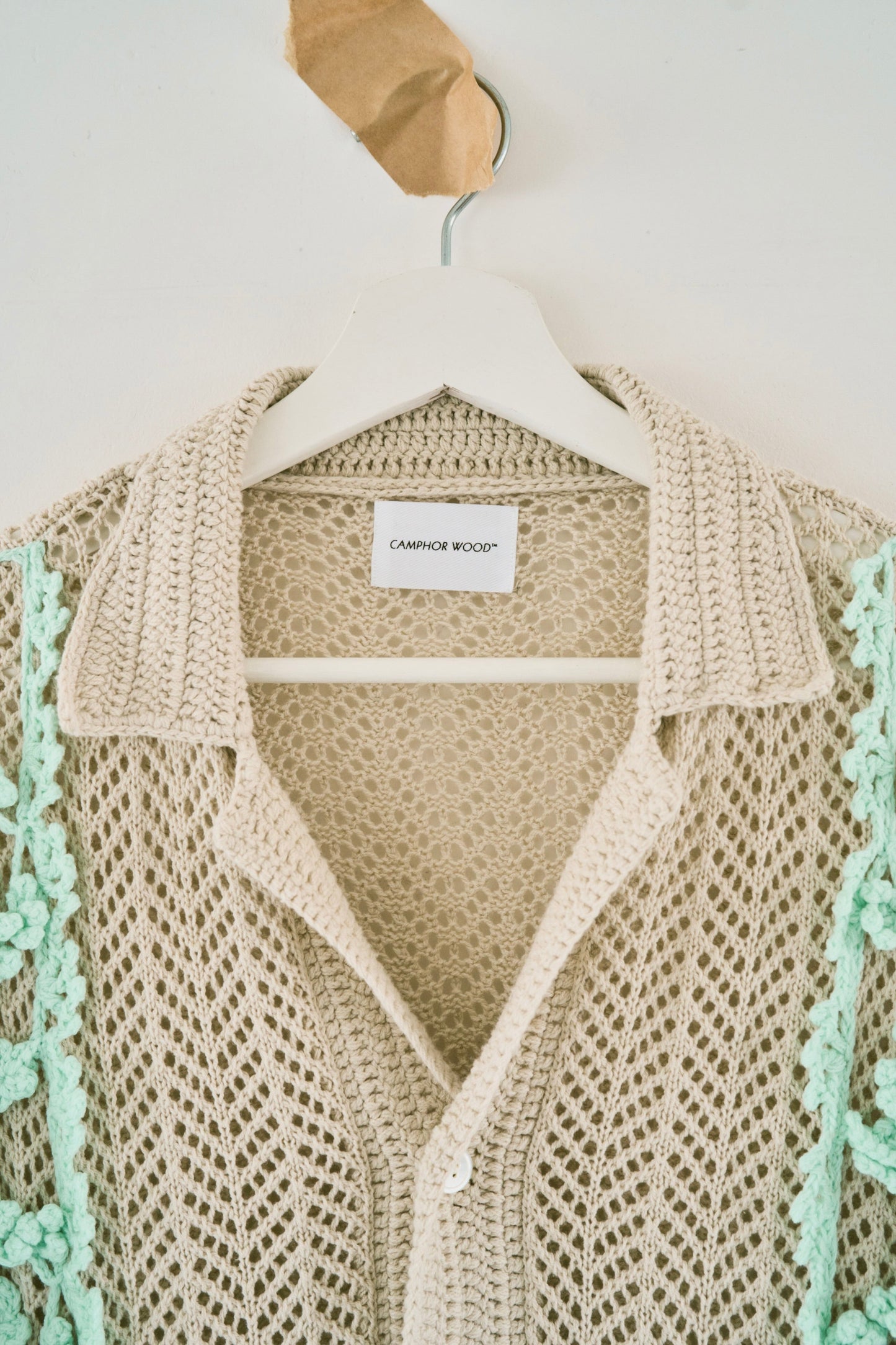 hand knit flower line Cuba shirt cardigan