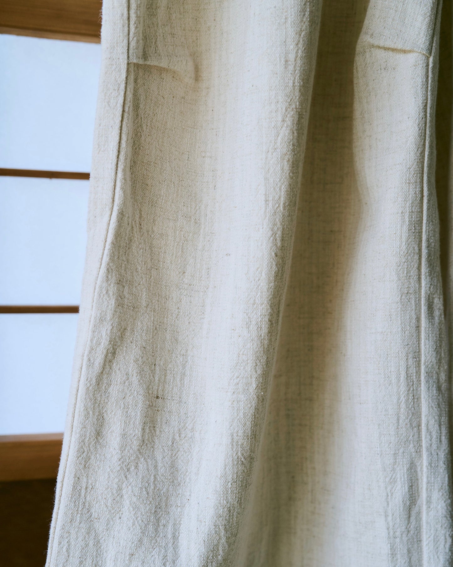 open collar cotton linen belted l/s jump suit