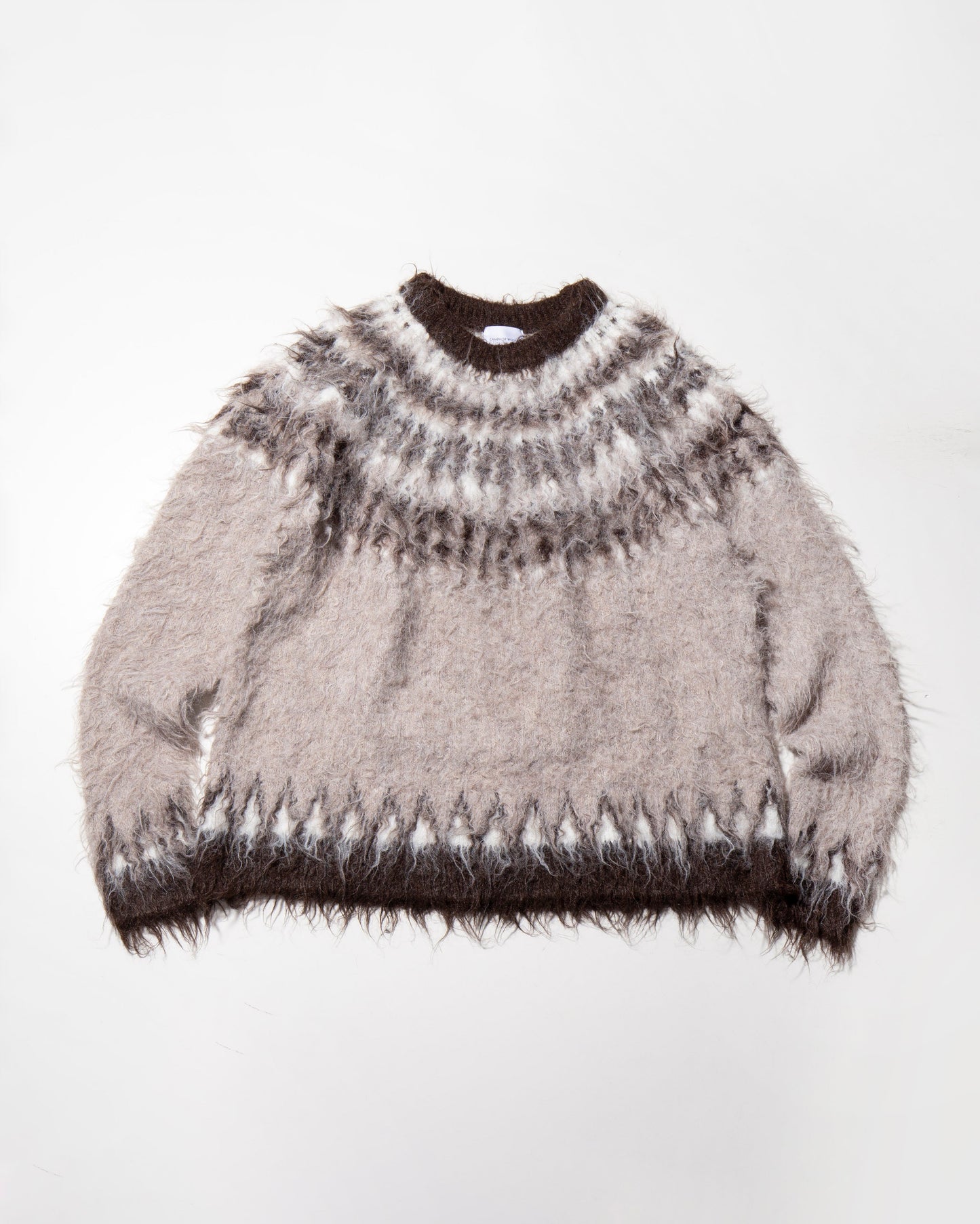 wool mix over shaggy nordic sweater